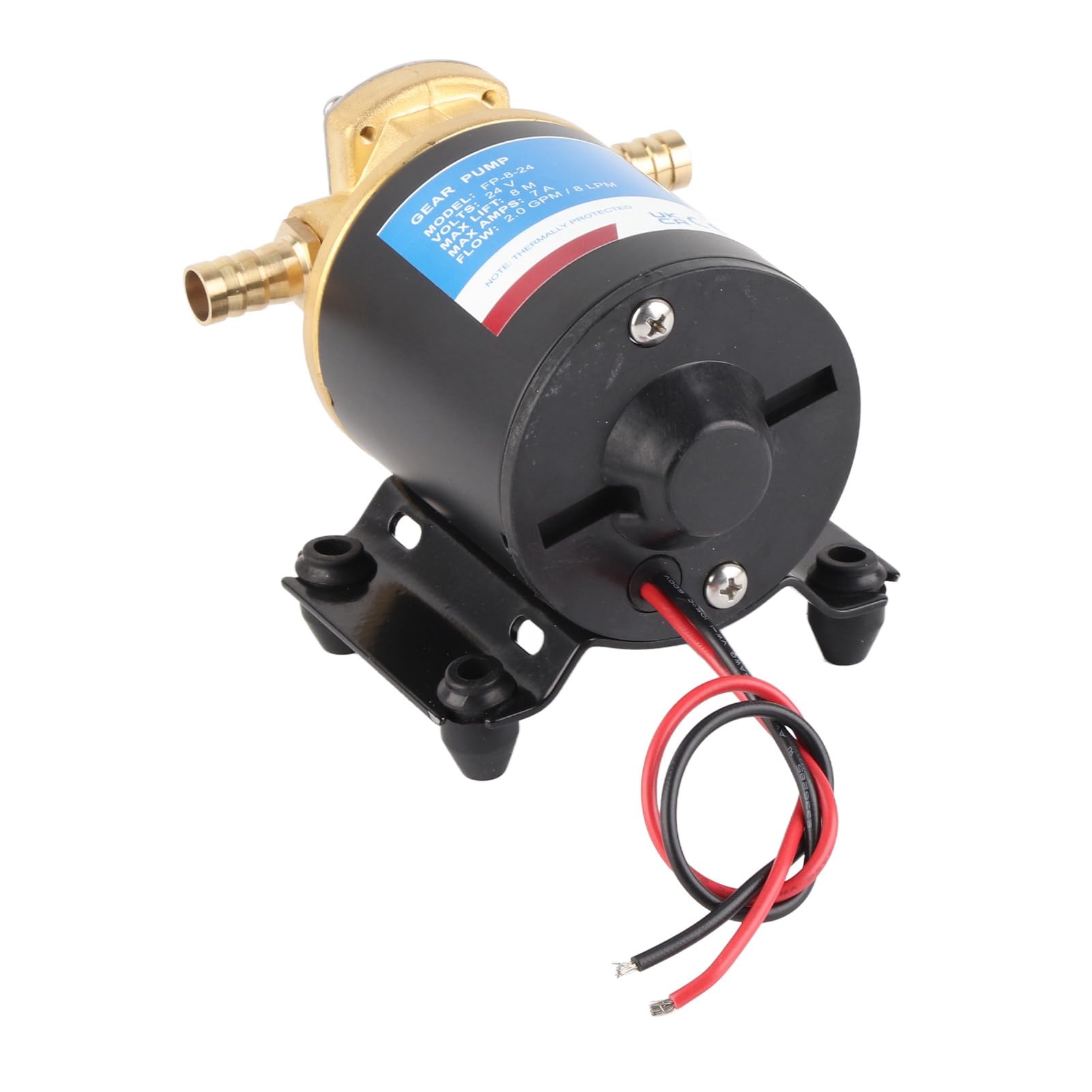 Bomba de paletas de 24 V, bomba eléctrica autocebante para líquidos, bomba de engranajes con impulsor, caudal de 2 GPM y altura de descarga de 3 metros para lubricantes, diésel, ag