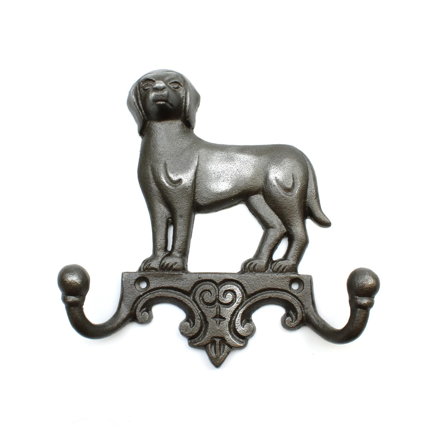  - OakcraftsAntique Cast Iron Dog Design Twin Coat Hook
