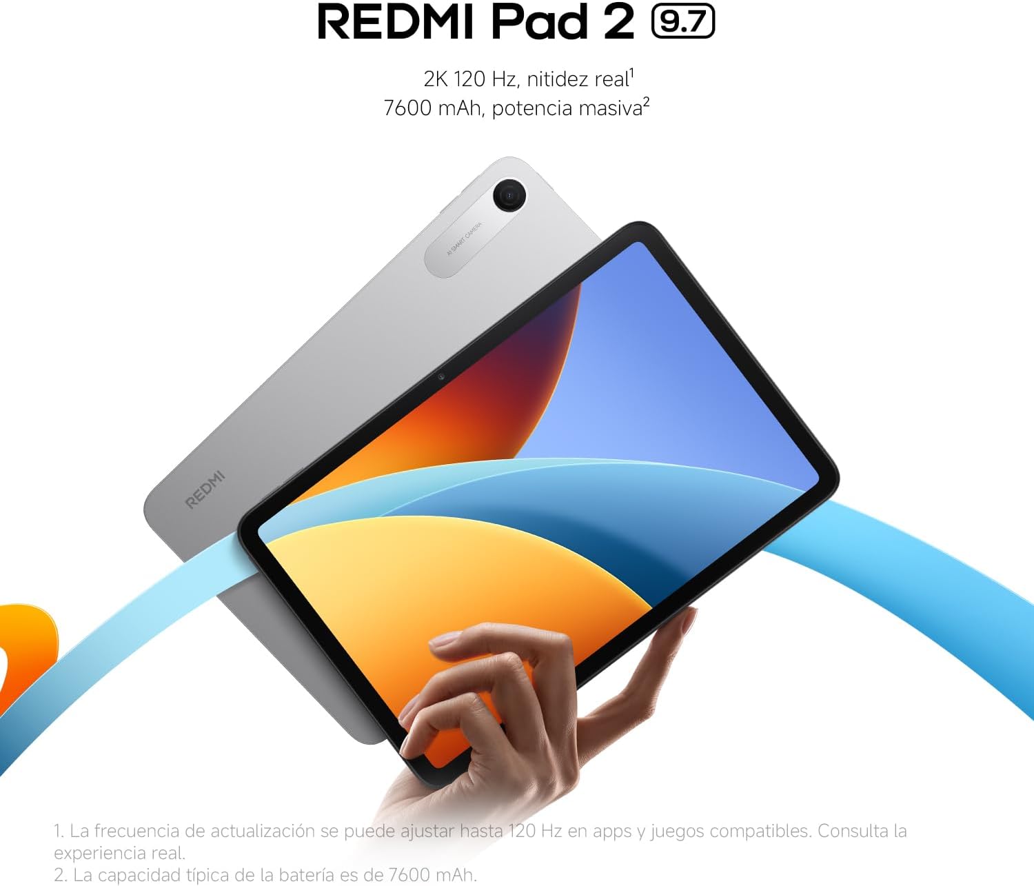 XIAOMI REDMI Pad 2, Tablet de 9,7” 4+64 GB, Pantalla 2K 120 Hz, Snapdragon 6s Gen 2, batería 7600 mAh, Gris Grafito, 4 años de garantía. Cargador no Incluido. 7