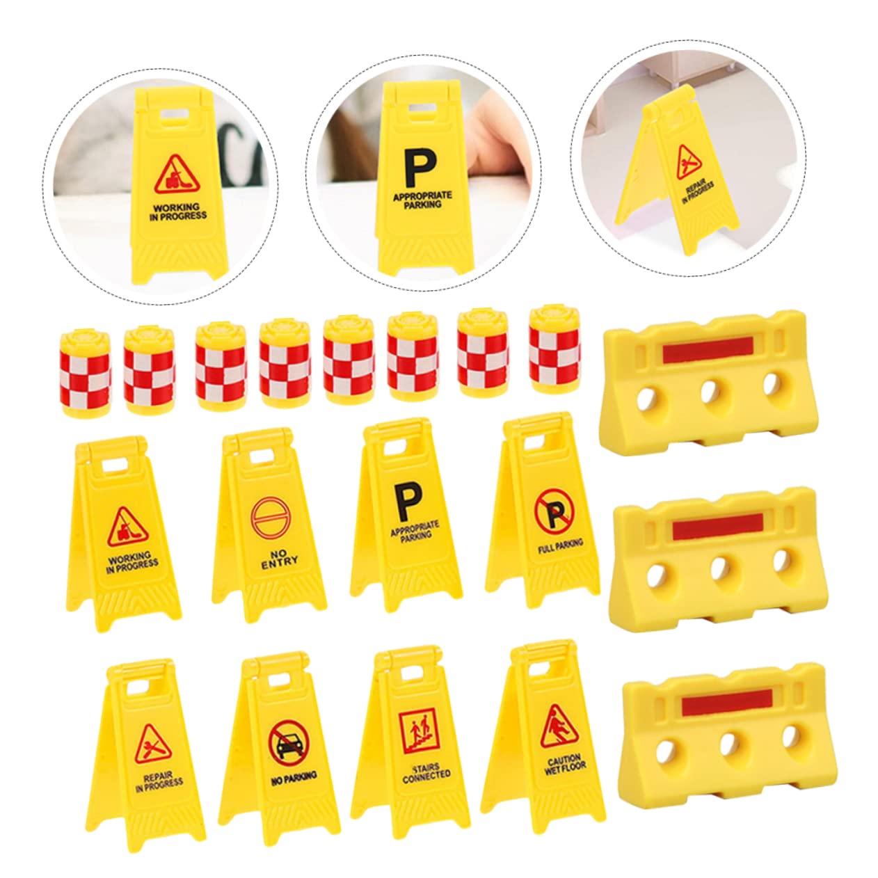 Panneaux De Signalisation pour Enfants - Jouets De Simulation Routière avec Barrières Et Obstacles en Plastique Accessoires De Circulation Légers pour Apprentissage Et Jeux Educatifs