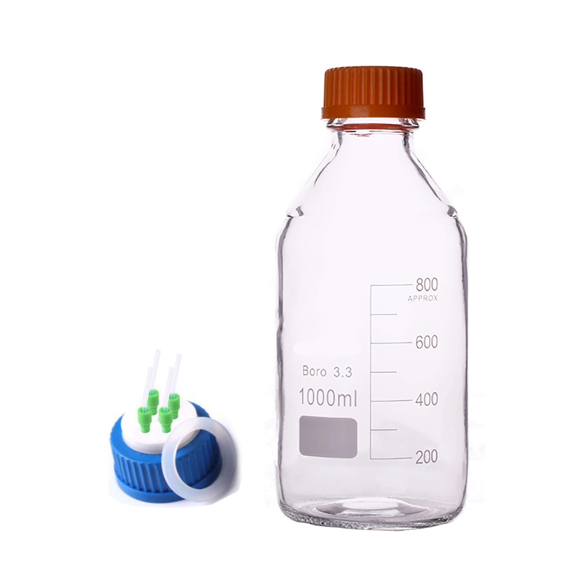 Reagenzien-Aufbewahrungsflasche aus Borosilikatglas mit GL45-Schraubverschluss mit 4 Löchern – 100 ml bis 20.000 ml Fassungsvermögen(250ml)