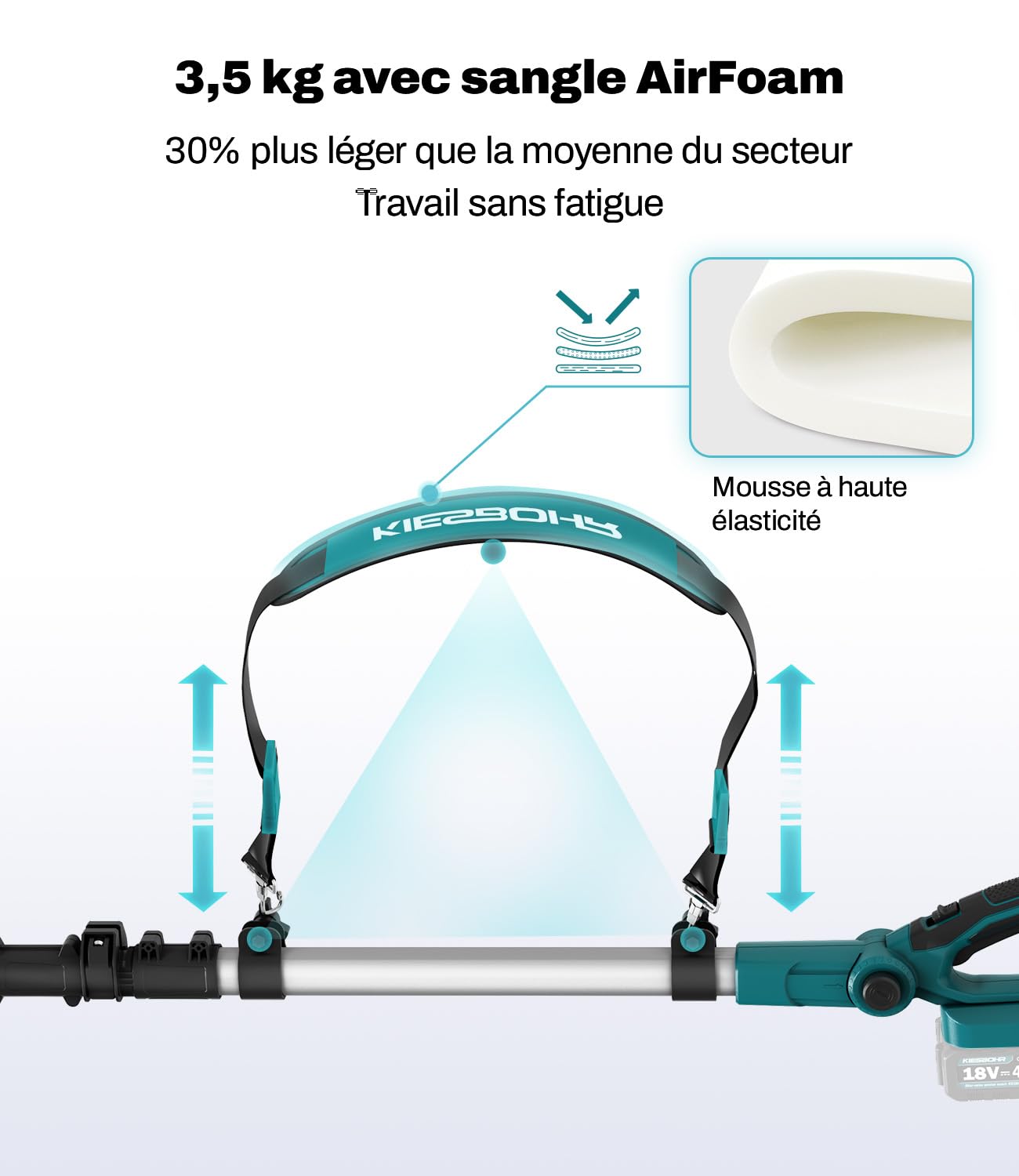 Taille-Haie Télescopique 45 cm, 2,95 m pour Makita 18V | Écartement dents 16 mm, tête réglable 5 positions, modèle CSL402,haies et arbustes,batterie non incluse