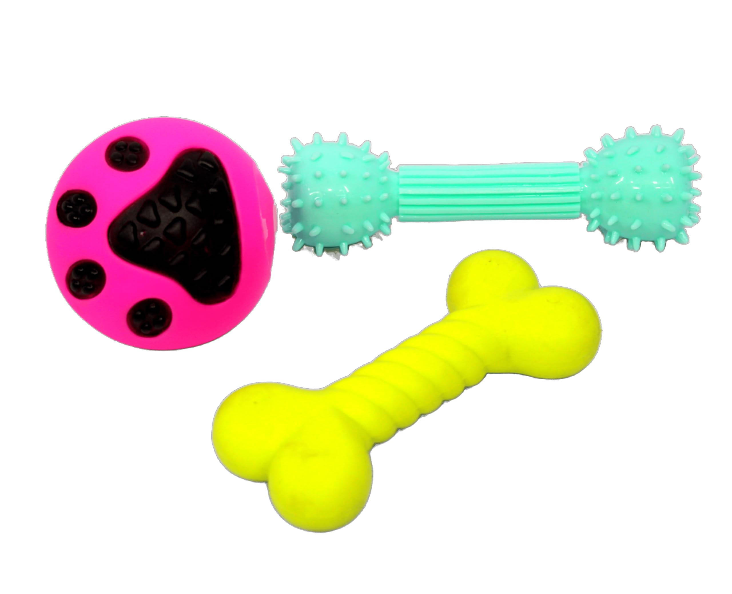 StonKraft Juego de productos masticables para perros, paquete de juguetes de dentición para cachorros, bola de goma, hueso masticable y mancuerna de dentición, adecuado para todos los perros, no