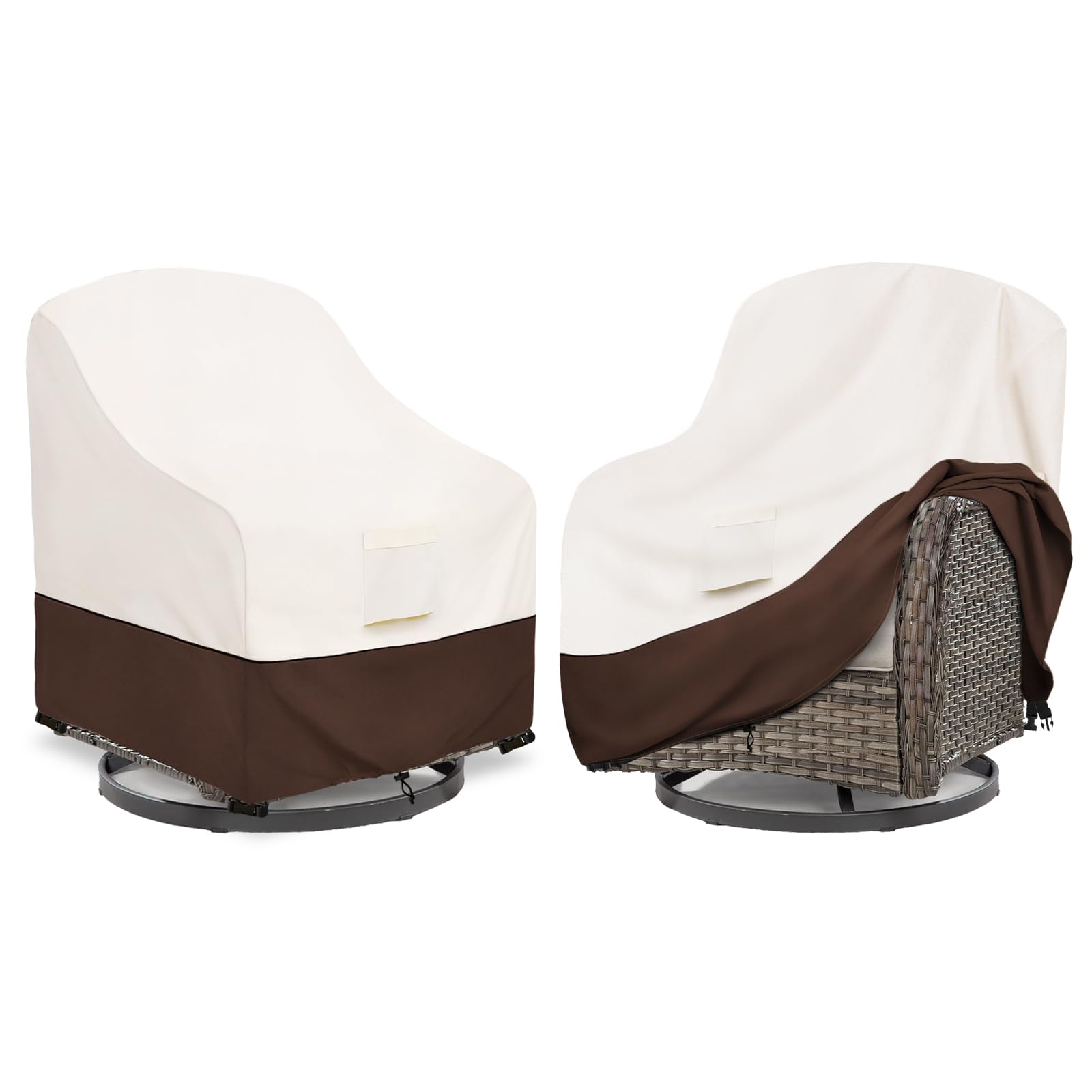 Bitubi Waterproof 2 Pack Outdoor Swivel Chair Cover for Patio Chair Size Up to 33W x 35D x 38.5H inch,Outdoor Lawn Patio Furniture Covers (Brown)