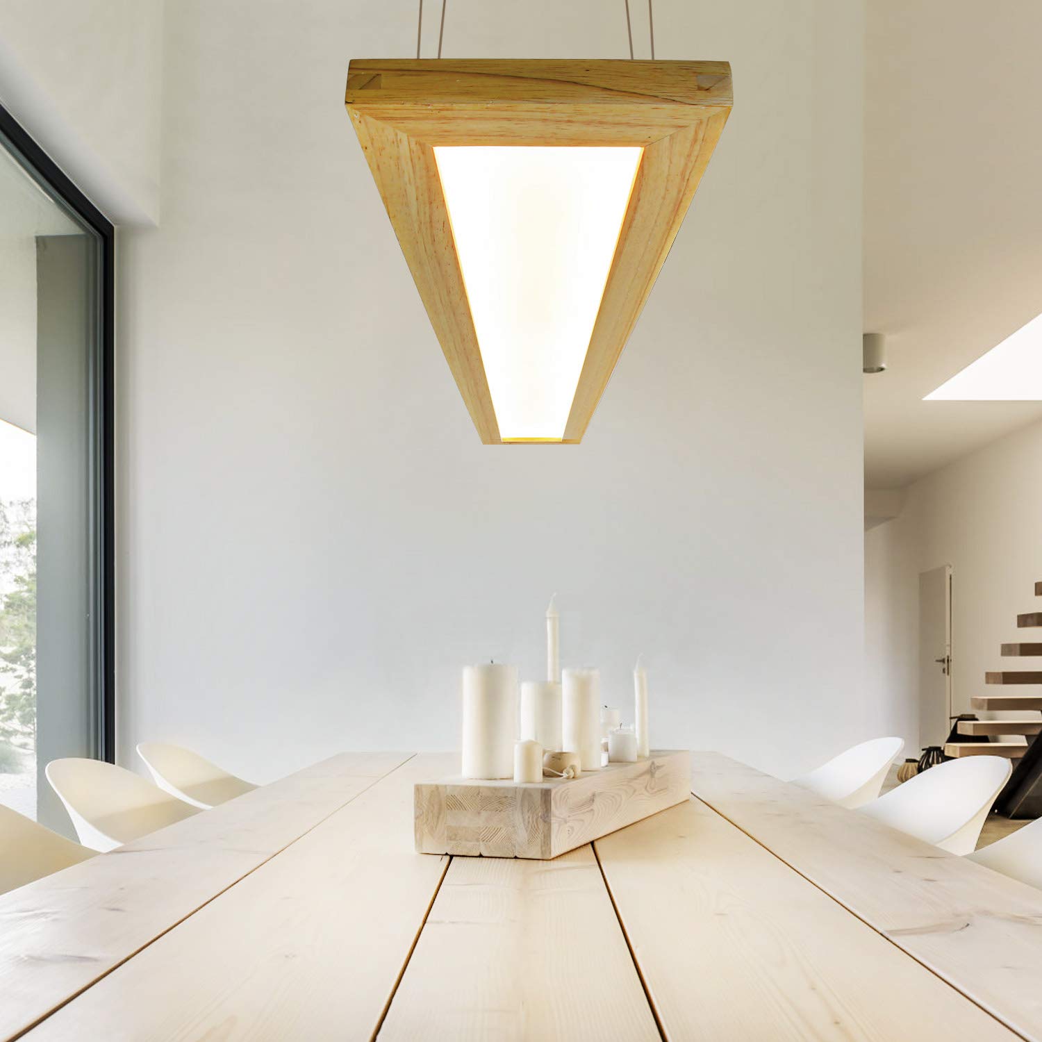 ZMH LED Pendelleuchte Hängelampe Holz - Esstischlampe Esszimmer Dimmbar Modern Design 100CM Mit Fernbedienung Esstisch lampe Hängend Höhenverstellbar Hängeleuchte für Wohnzimmer Schlafzimmer Büro