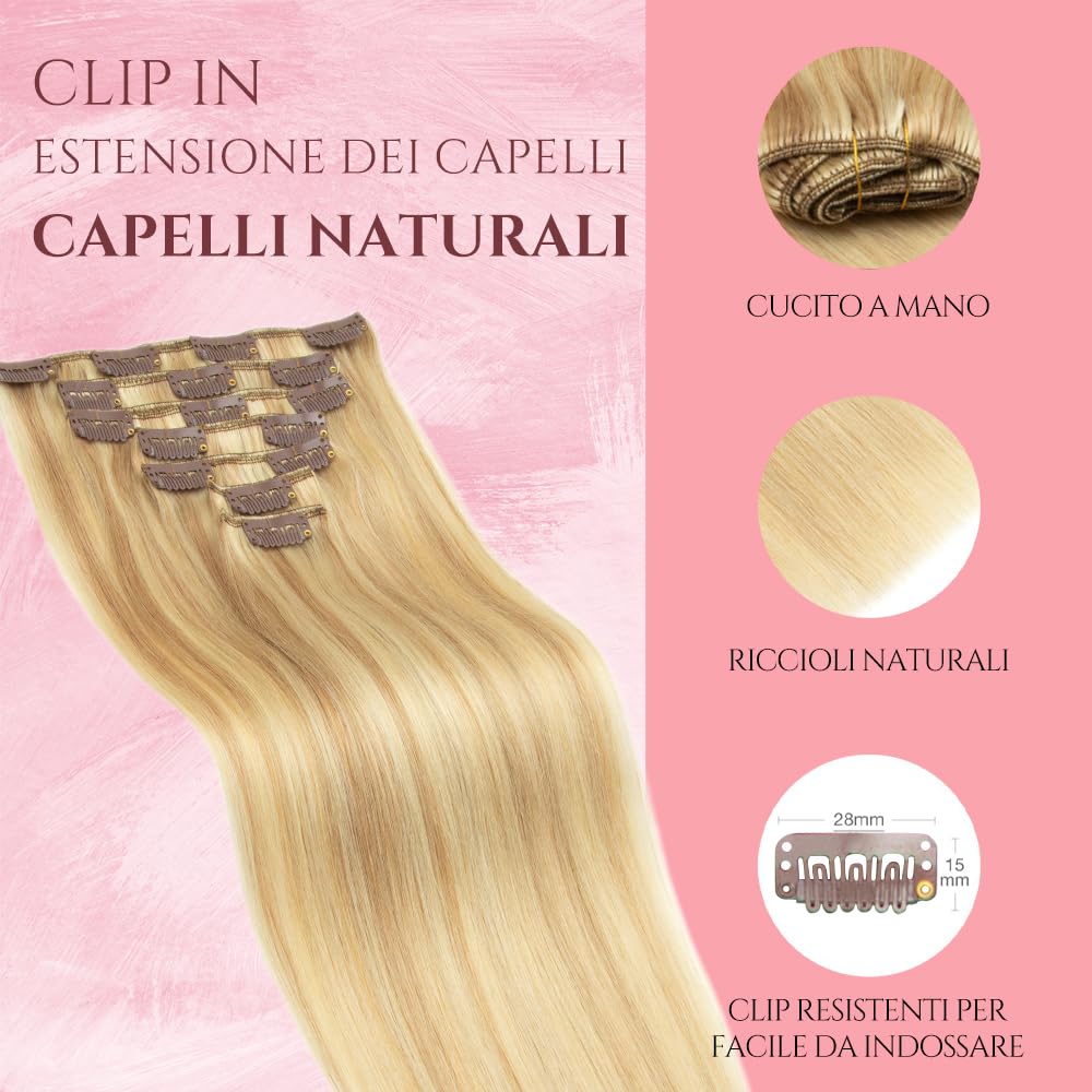 Human Hair Clip in Extensions Real Human Hair Clip-in Chestnut Brown Clip ins 100% Brazilian Remy Human Hair Extension for Women 8pcs Per Set including 18 Clips Double Weft (20 Inch) - Image 3