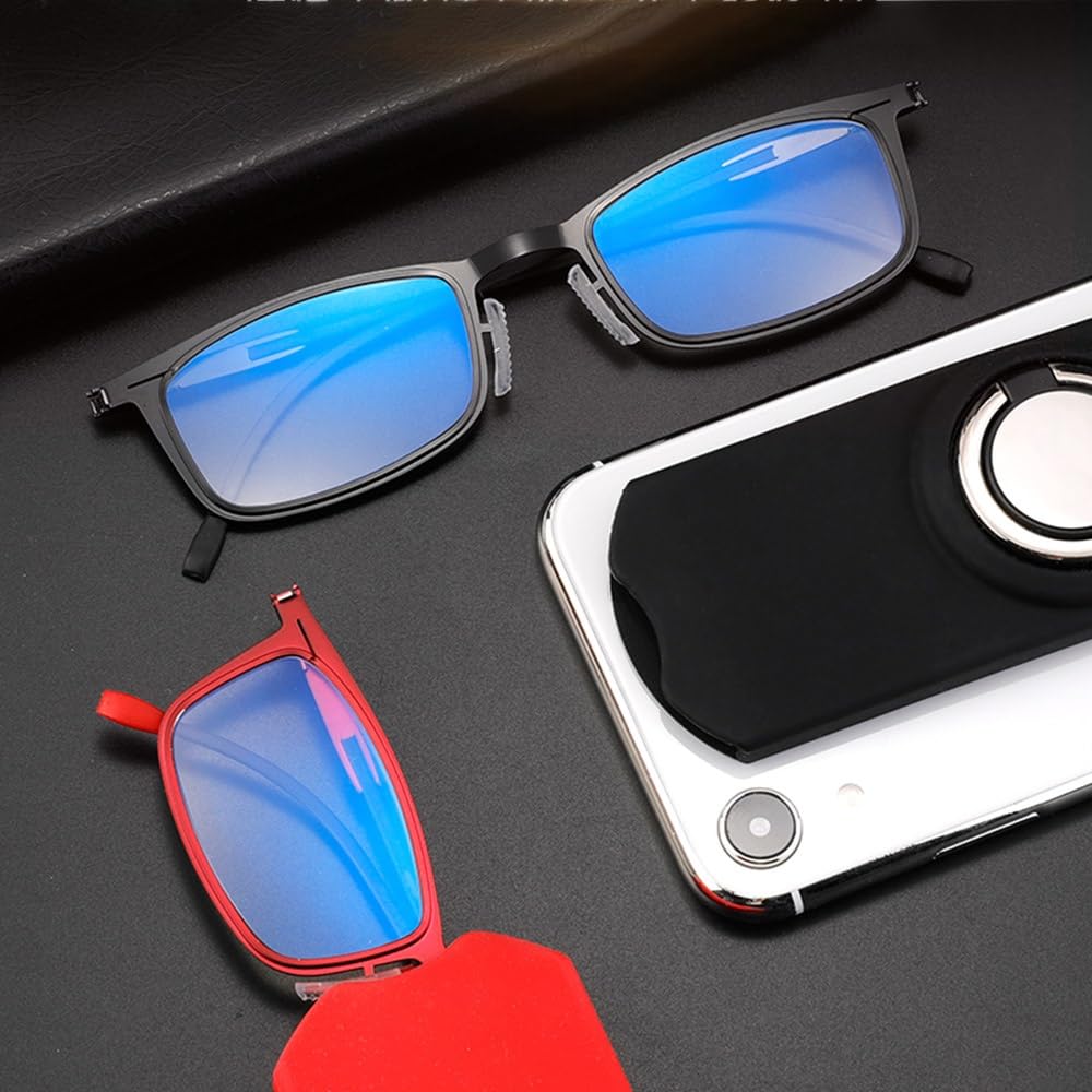 SFIVE Leichte Tragbare Lesebrille Ultra Dünn Mode Computerbrille Unisex HD Lesebrille Anti-Blau Noir/Rouge/Rouge Rose 1.0-3.0 (Color : Black, Size : +2.0)