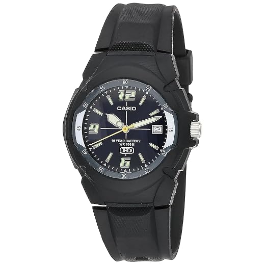 Casio MW600F Series | Men’s Analog Watch | 100 Meter Water Resistance | Date Display | 3 Hands (Hour, Minute, Second) | Resin Case & Band | Resin/Spherical Glass | 10 Year Battery