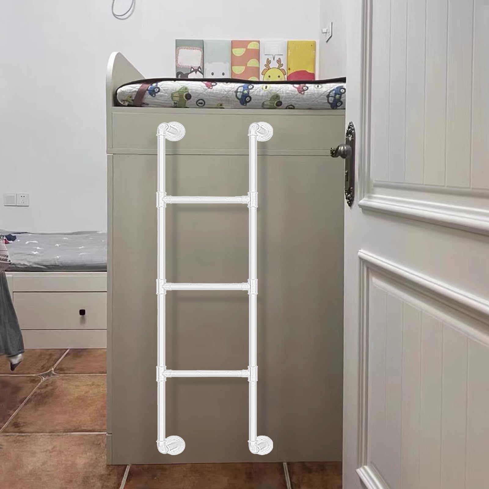 Wall Fixed Ladder, Metal Wall Mounted Bunk Bed Ladder Heavy Duty Fire Escape Ladder 100-300cm(150cm/59in)