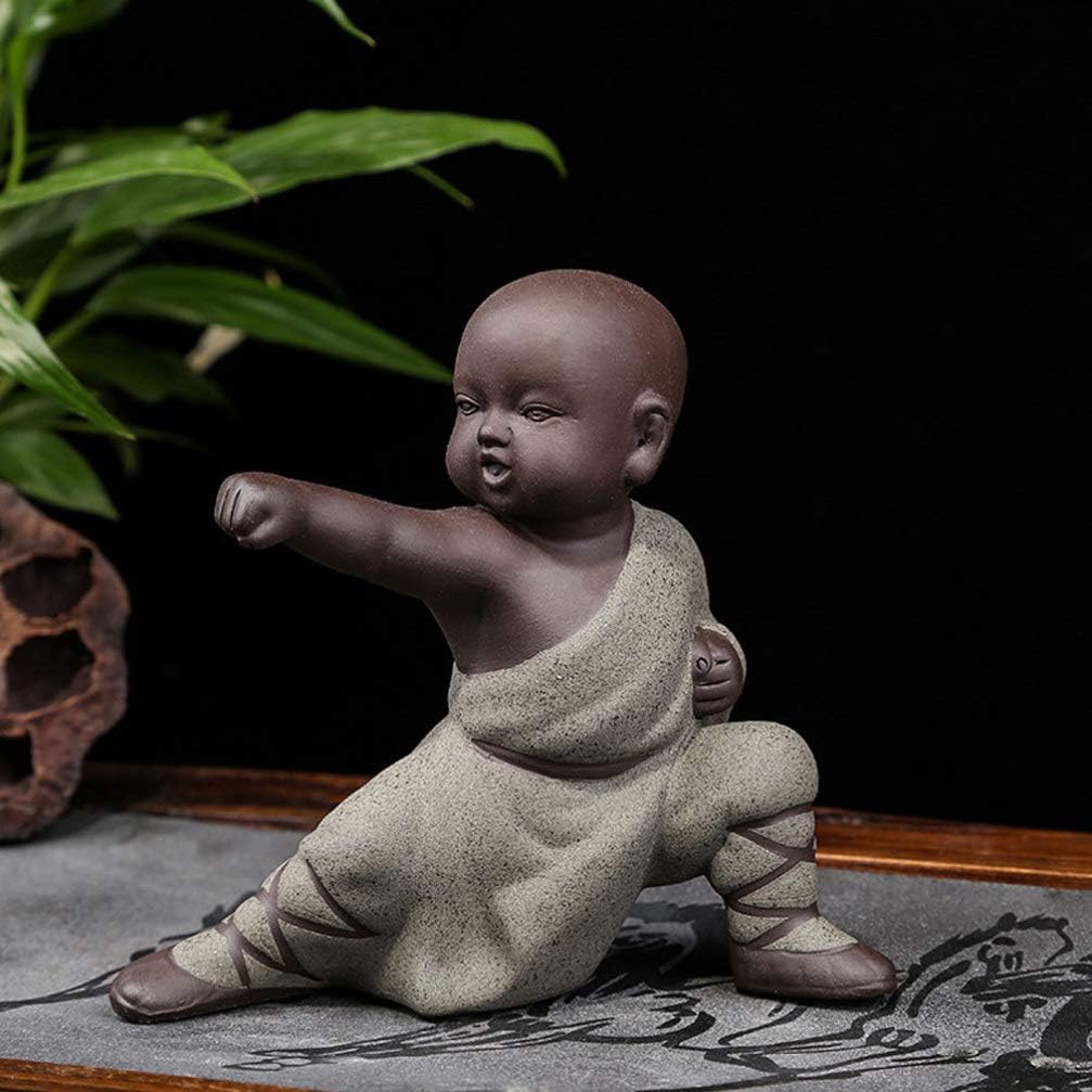 IMIKEYA Mini Monk Ornaments Kung Fu Buddha Statue Tea Pet Zen Garden Tea Tray Figurine for Kung Fu Tea Tray Car Home Desktop Decoration (Grey) - Image 4
