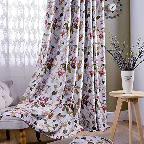Myru Absolutely Blackout Curtains 2 Panels 2 Layers Lined Flower Birds Vintage Curtains For Living Room Bedroom (2 Panels, 39" Width X 84" Length) #TOP18