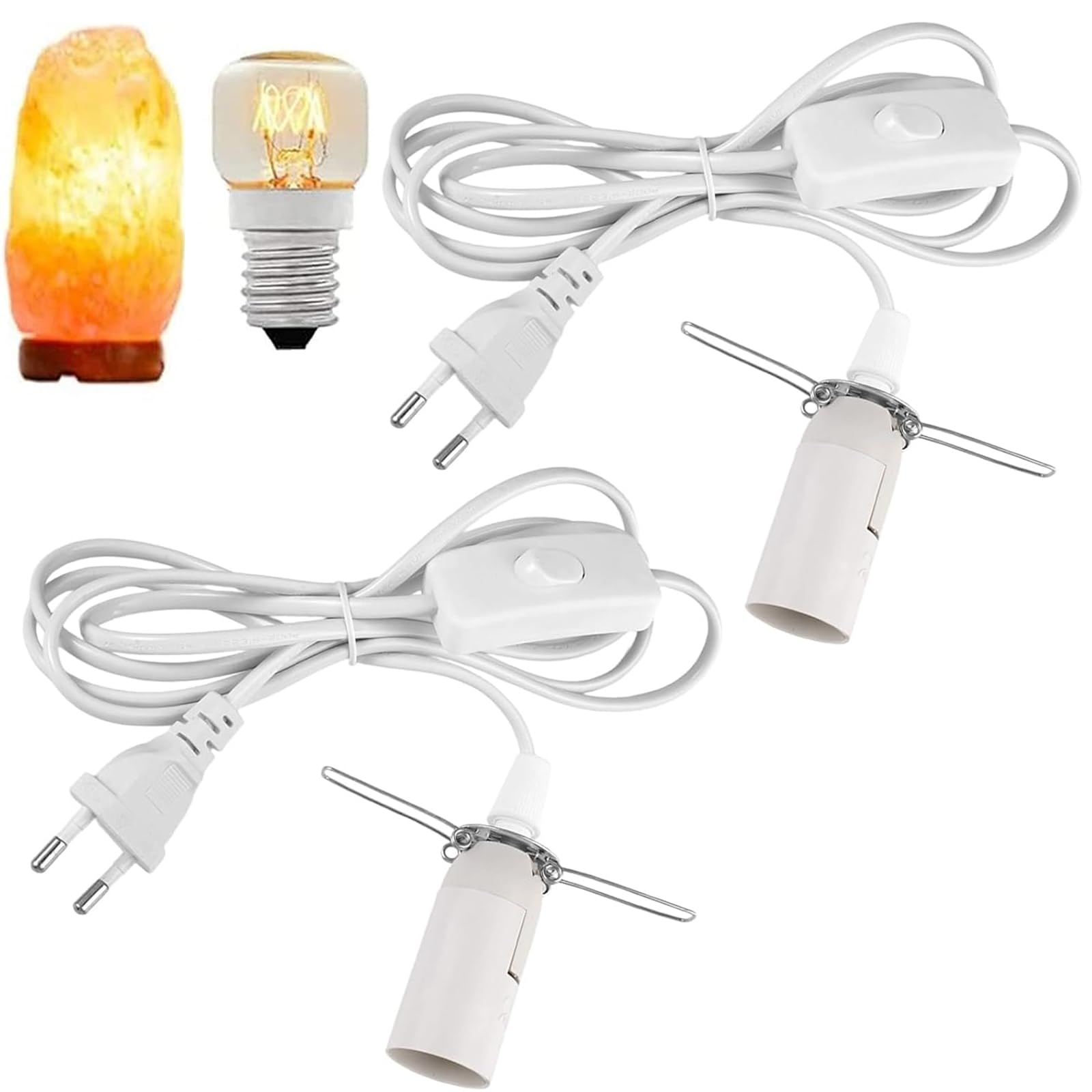 2 sztuki oprawki do lampy z kablem ze starym wiekiem, do lampy solnej L oprawka lampy E14, z kablem do lampy 1,8 m i przełącznikiem, oprawka e14 z przełącznikiem, wtyczka EU, do zawieszenia lampy