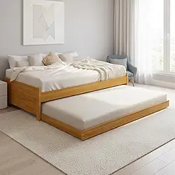 Bicama Solteiro Madeira Maciça Luxo C/Cama Auxiliar Deslizante Acabamento Premium