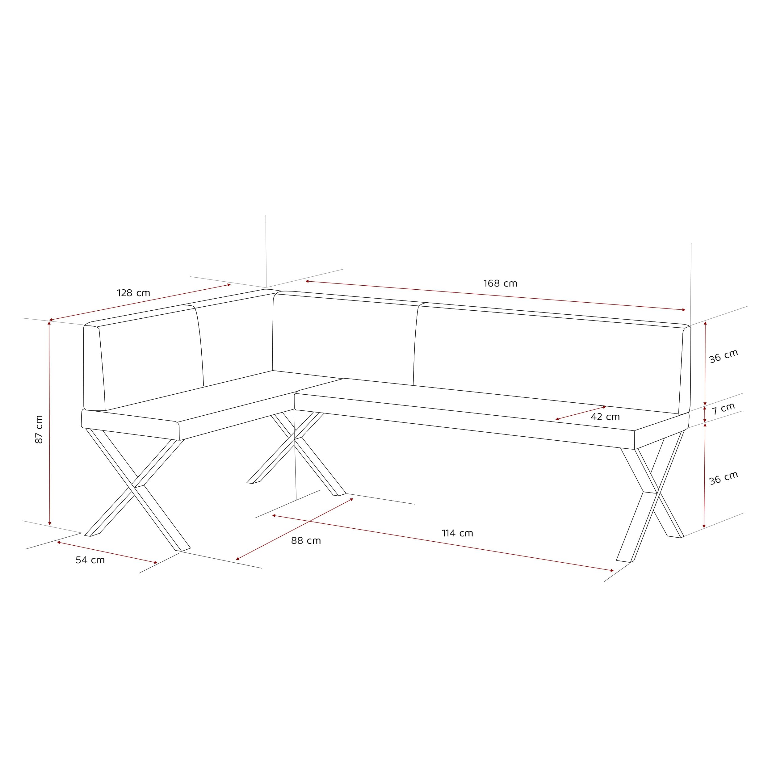 Banquette d’Angle tapissée 128x168 cm Gauche/Droite avec Dossier – Meuble d’Angle pour Cuisine