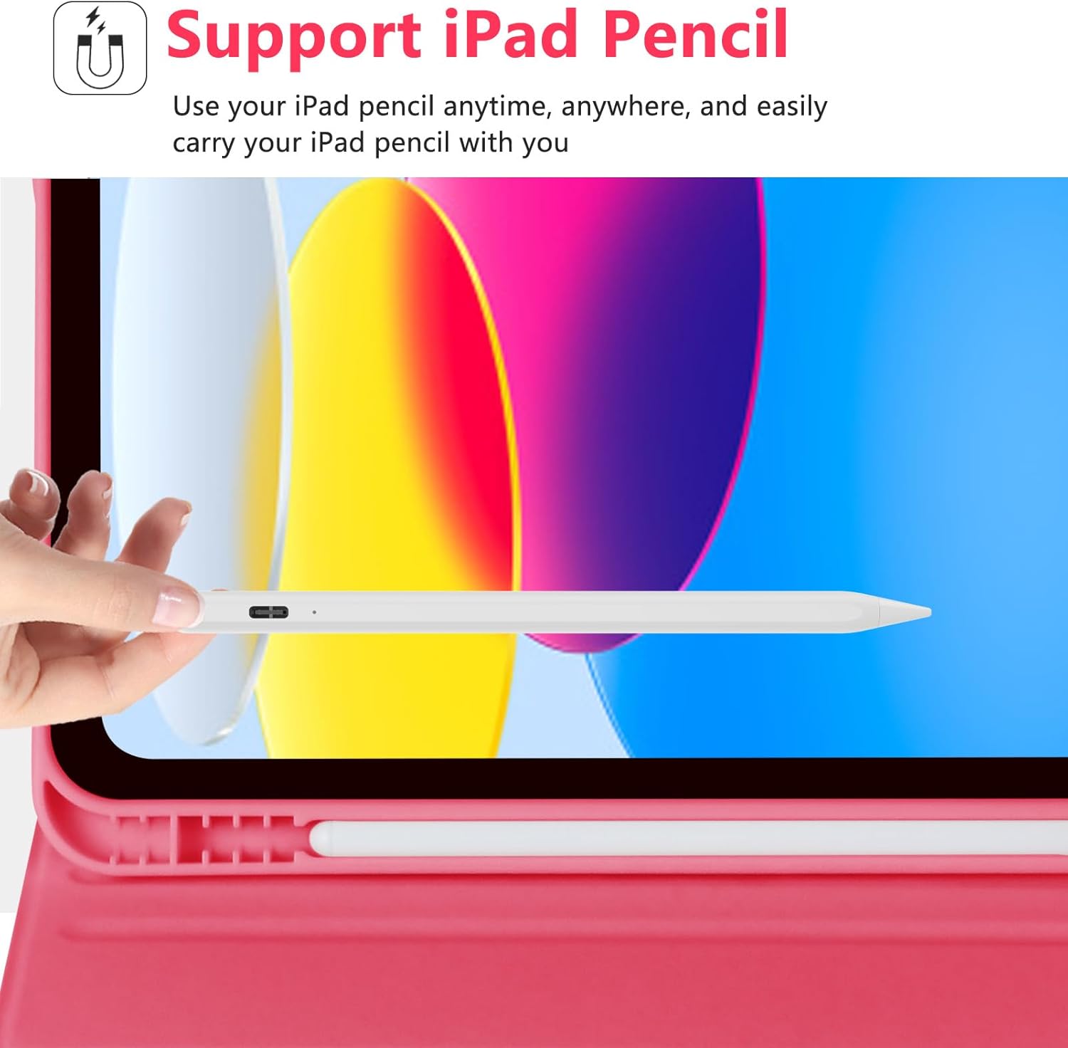 MMK iPad 10th Generation Case With Keyboard 10.9 Inch (A2757/A2777), Backlit BT Keyboard & Pencil Holder - Watermelon