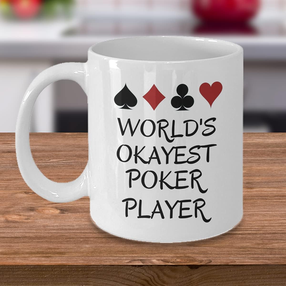 World's okayest poker player coffee mug - poker gifts for men unique - funny poker themed cup - man cave accessories for gamblers - gambling lover poker card game night mugs image 3