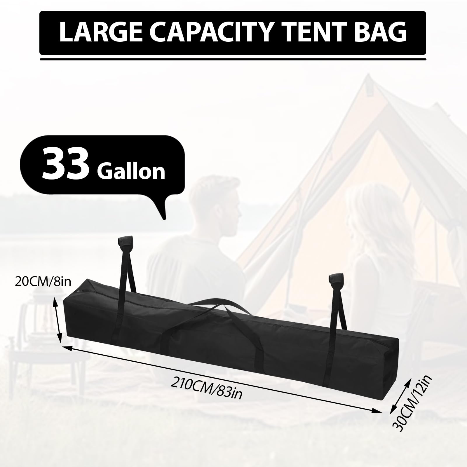 Bolsa para caña, bolsa de almacenamiento para poste de tienda de campaña, bolsa de tela Oxford impermeable, contenedor de caña de gran tamaño, organizador de gran capacidad, bolsa larga