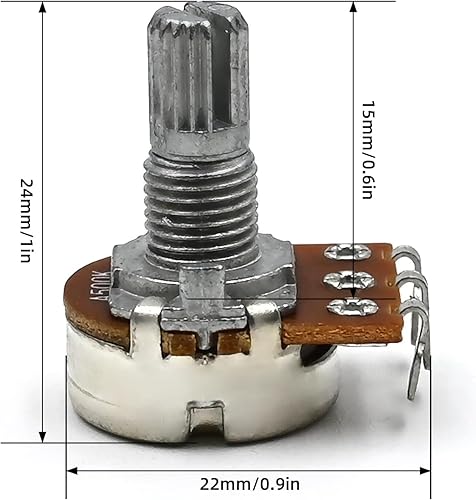 Miniatura 6 de Potenciómetro de 2 tonos, 1 volumen, 500 K, con 1 conector de salida, placa cuadrada, eje dividido, 2T1V, ollas de repuesto para piezas de guitarra