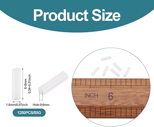 Miniatura 5 de Pandahall - Cuentas de cristal opaco para corneta de vidrio de 0.16 x 0.06 pulgadas, 1250 piezas/1.76 oz (0.236 x 0.071 in), cuentas espaciadoras de