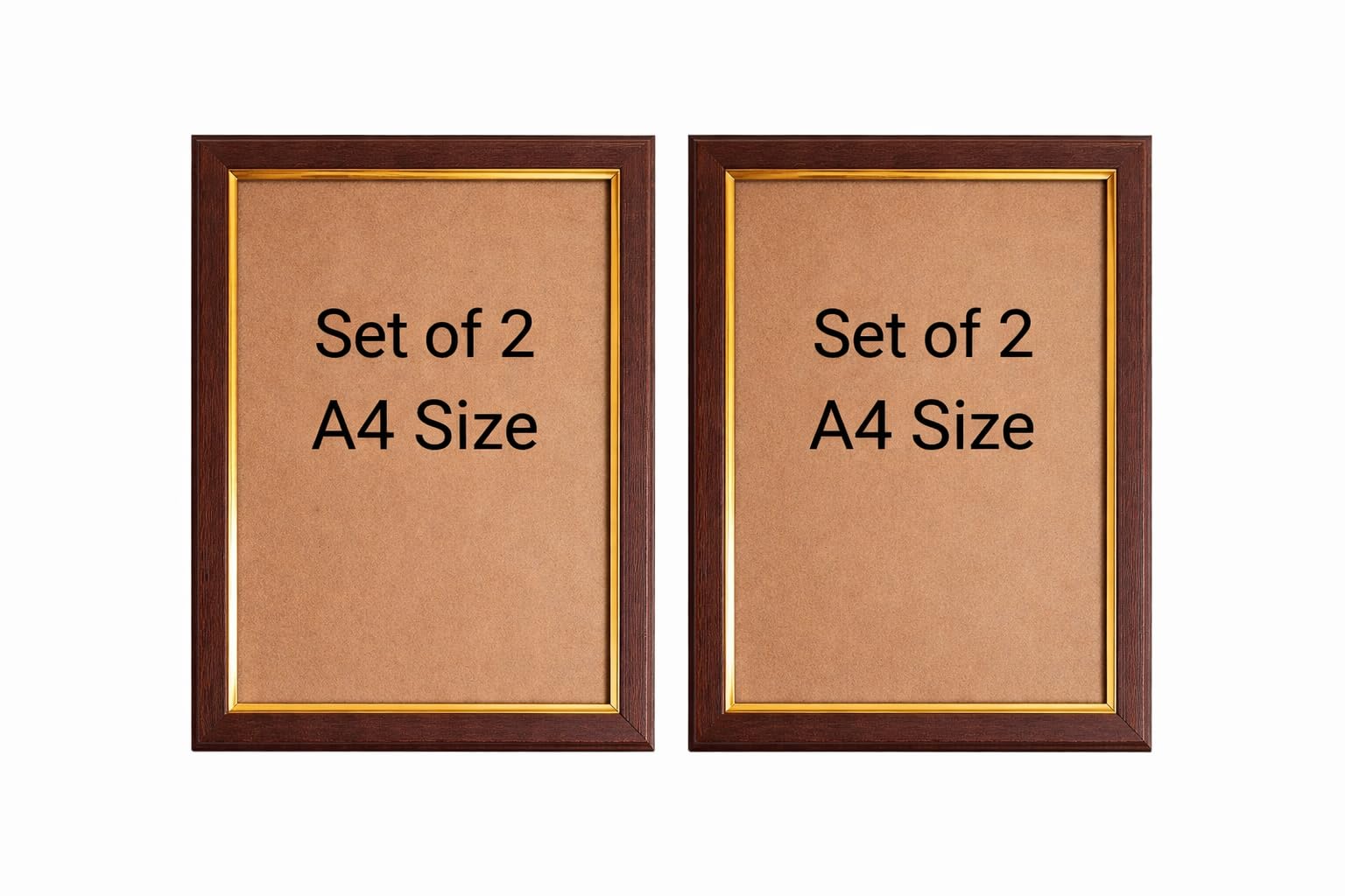 A4 Size Photo Frame, Brown with Gold Border, Set of 2, Wall Hanging, Blank photo frame-image-15