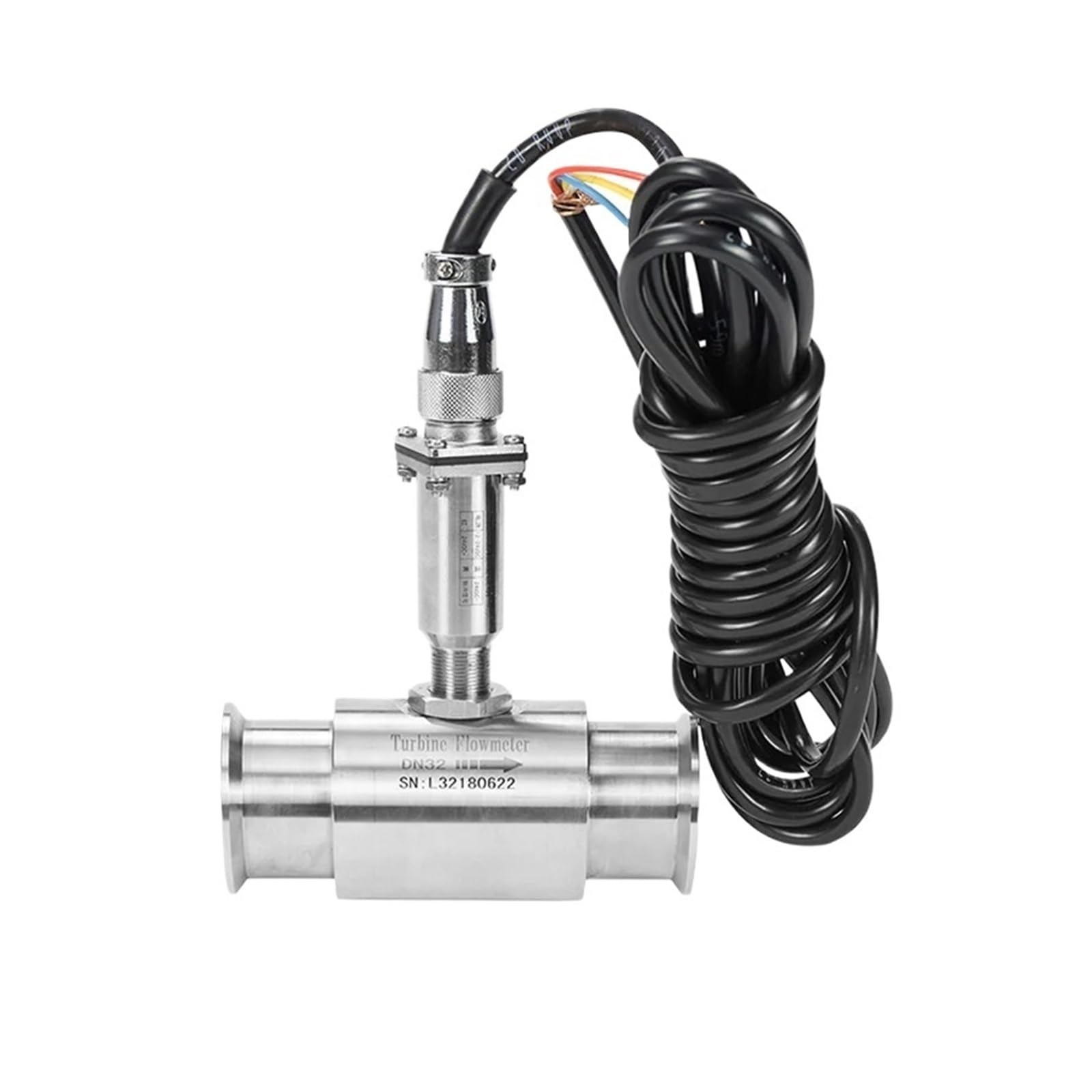 BALYDLUL Turbine Flowmeter Water Flow SensorMeasure Clamp Connection DN15 DN20 DN25 DN32 DN50(DN20)