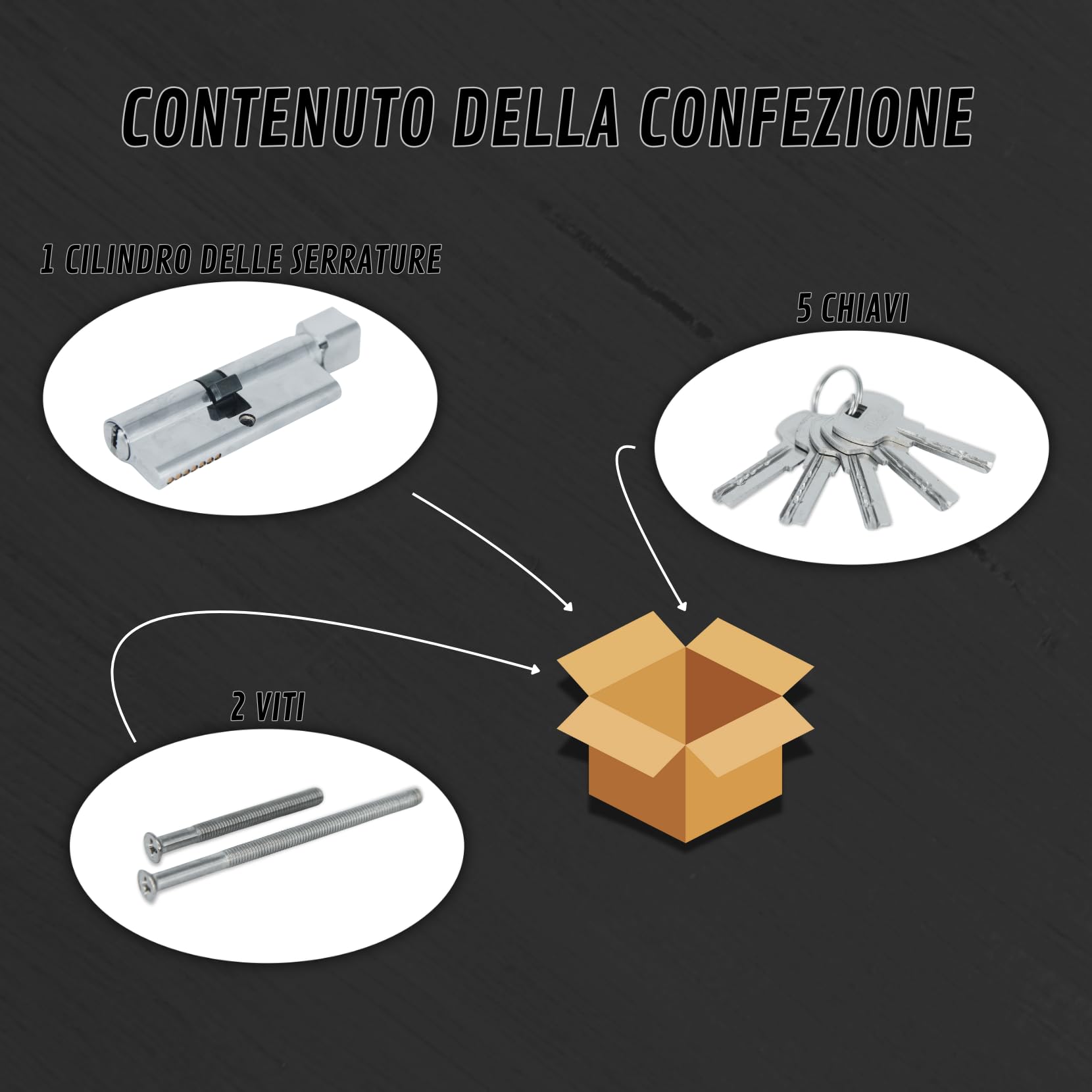 Cilindro per Serrature 30/30mm, Cilindro a Doppia Serratura, Viti e Chiavi Incluse, Montabile Facilmente, Serratura per Porte e Garage, Anti-perforazione, Lunghezza 60mm