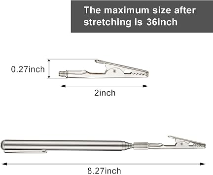 Mudder 2 Pcs Telescoping Clip Telescopic Metal Wire Clamp with Pen Bracelet Helper Tool Extendable for Mechanics Automobile Repair Jewelry Fix Range 8.27-36 inch
