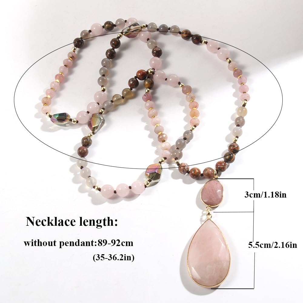 Yomisa Boho Necklaces for Women/Men Trendy,32/35/36 Inch Natural Stone Beaded Long Pendant Necklaces for Womens,Handmade Bohemian Fashion Chakra Chunky Statement Charm Necklace Jewelry Gift - Image 5