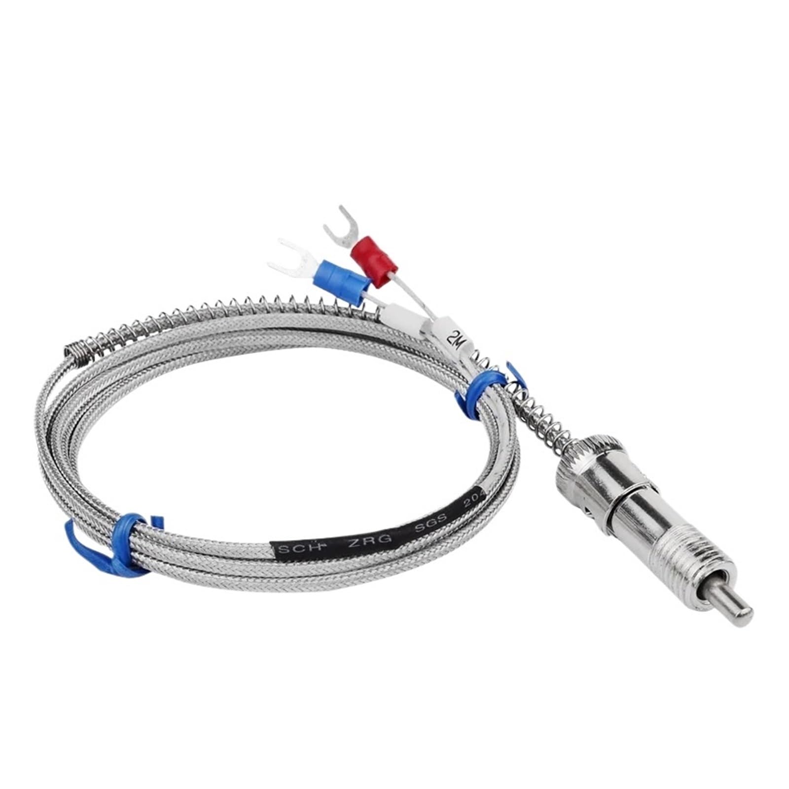 Wuplkcuij Cable Length 4M Stainless Steel Temperature Sensor K Type Thermocouple Bayonet Compression Spring With 2M Cable Wire For Controller(Cable Length 4M)