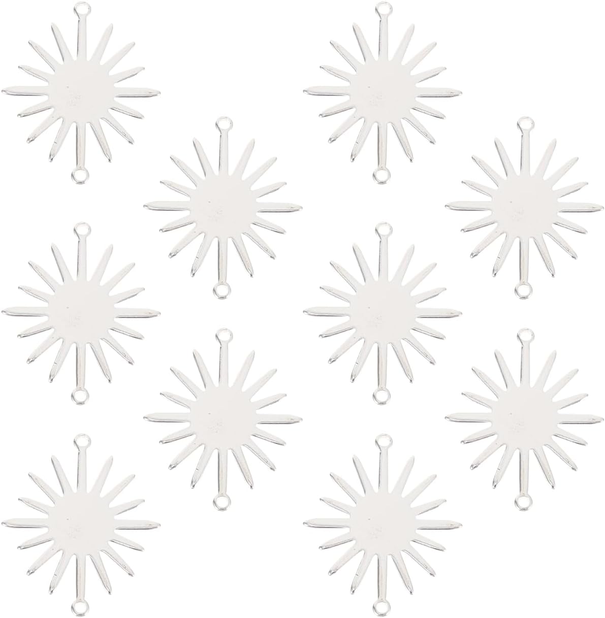 VILLCASE Double Hanging Sun Flower Charm Necklace Connector Charms for Diy Jewelry Making Silver Tone Smooth Surface for Necklace Bracelet Accessories