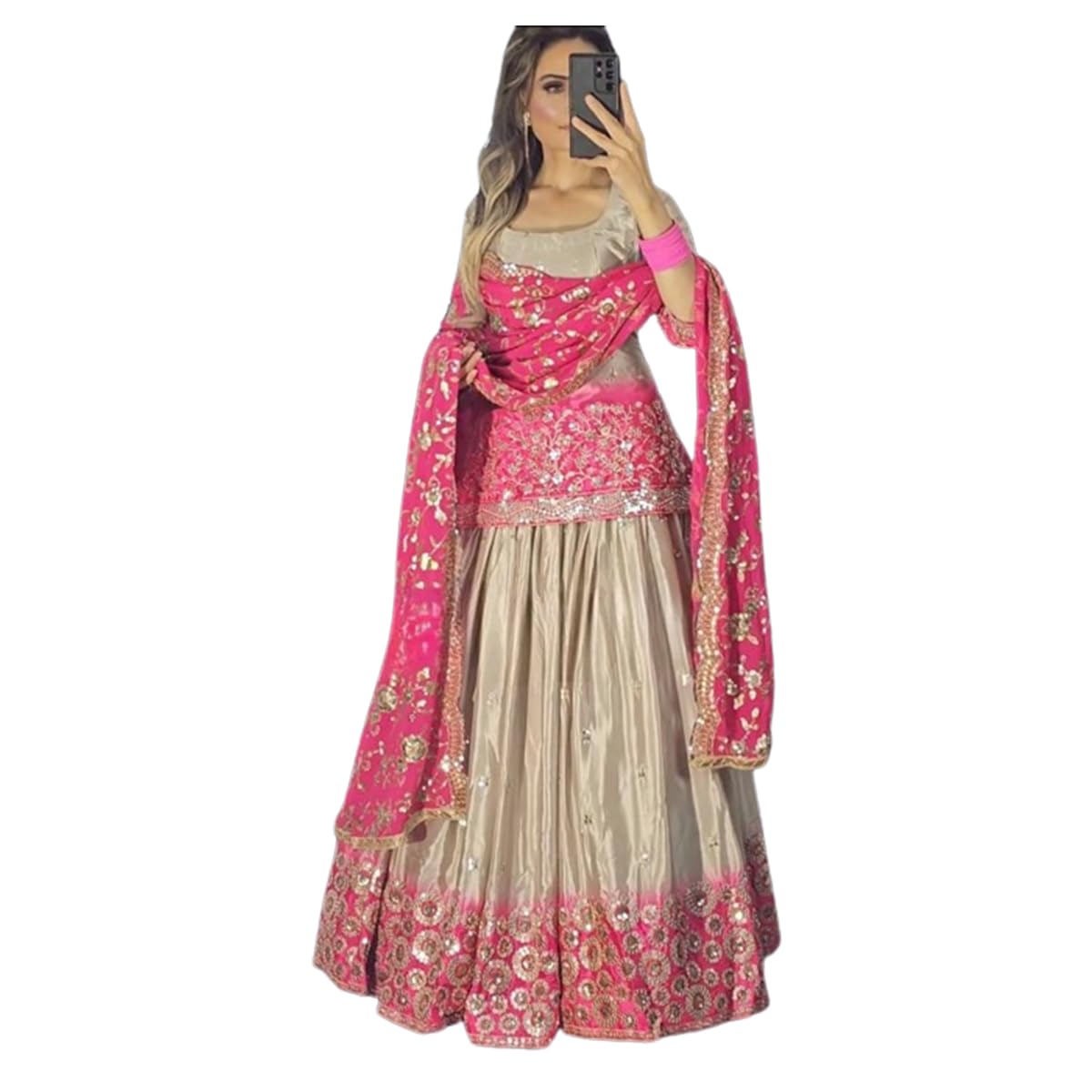 NIDHI FASHION FABRICS Women's Georgette Ethnic Wear for Women Stitched Palazzo Salwar Suit SF201-ver-4 Diwali Outfit Bridal Orange Colour Indian Casual Wear Salwar Suit IN Eid