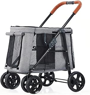 Carrinho de cachorro grande para animais de estimação Carrinhos para cães grandes para animais de estimação premium 4 rodas para animais de estimação Carrinho de passeio para cães e gatos e mais Carrinho de passeio dobrável (cinza a)