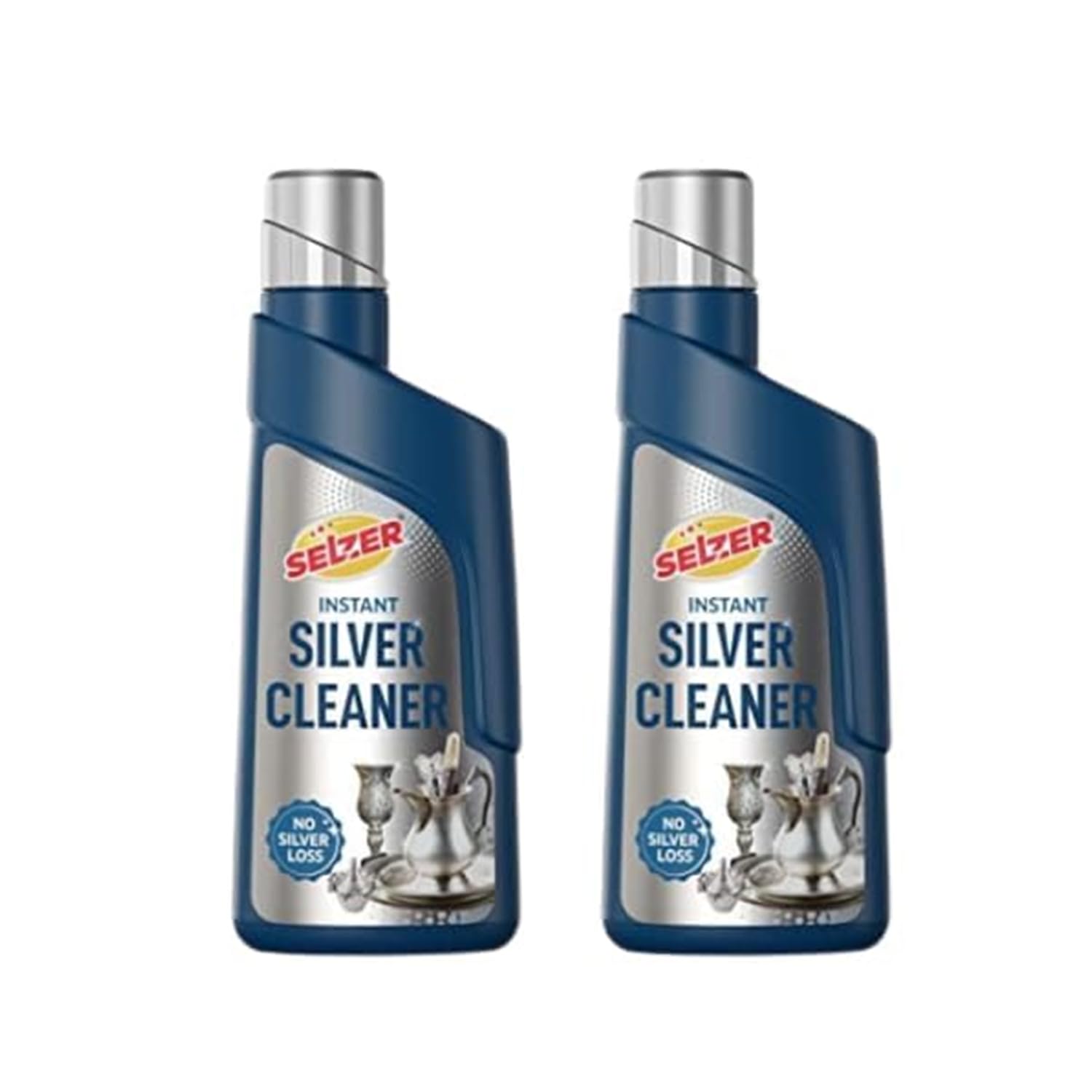 Selzer Silver Dip Cleaner Liquid – 250 ml | Instant Silver Cleaner & Tarnish Remover for Pooja Items, Utensils & Jewellery | Silver Shine Cleaning Liquid for Silverware & Ornaments (Pack of 2)