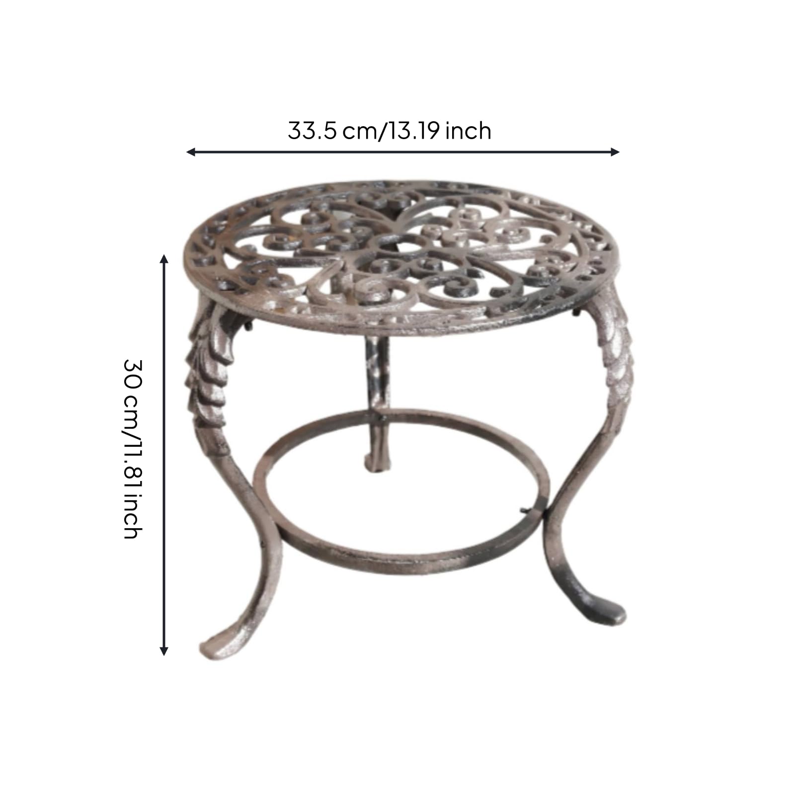 Support Plantes, Porte-Plante en Fonte Rustique, Porte-Pot Métal Rond