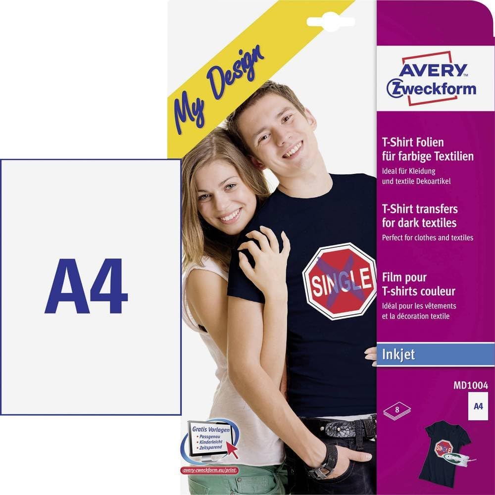 Avery Zweckform Textile Foil DIN A4 for Light Coloured Fabrics 8 Sheets