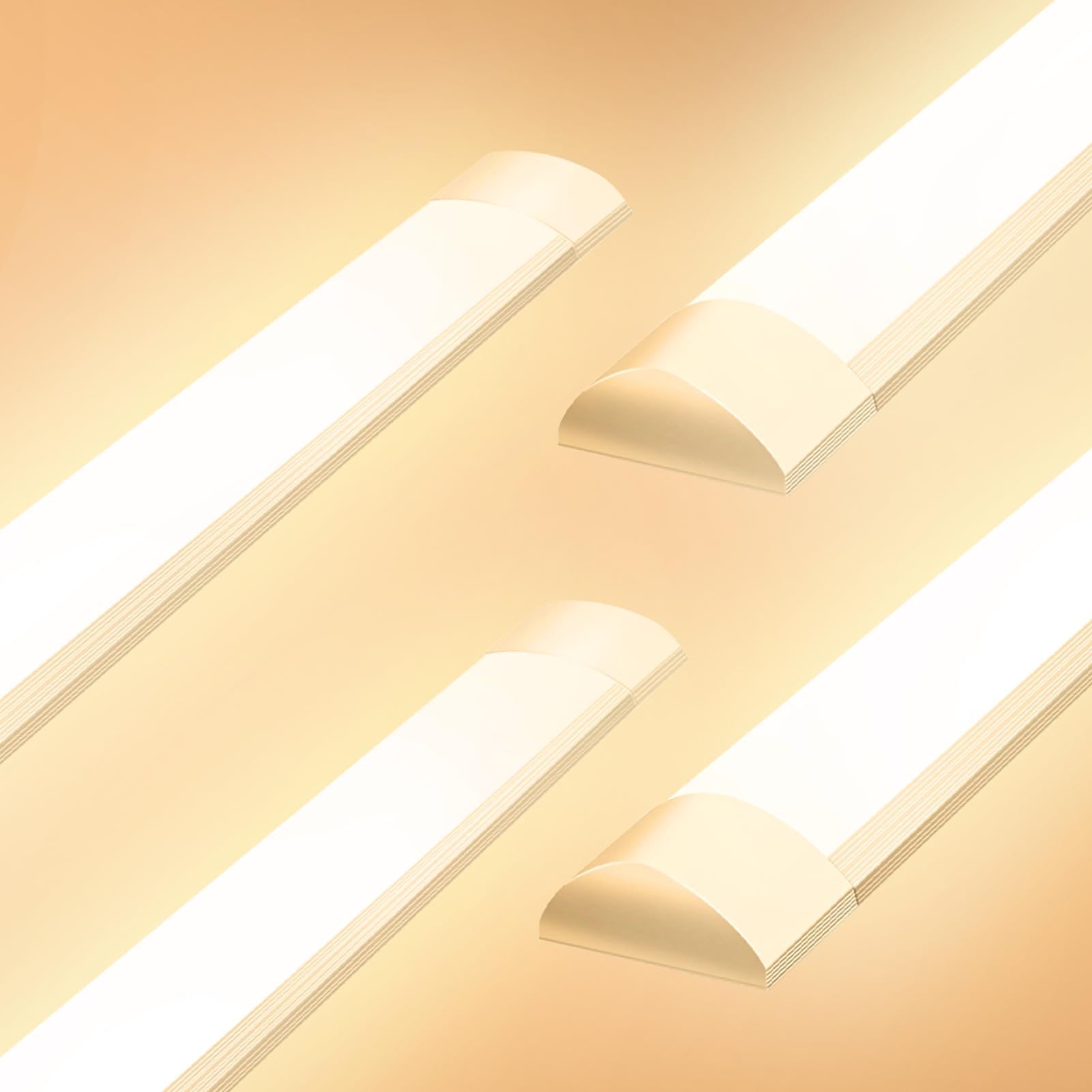 Viugreum 4 Packs 4FT LED Batten Light 40W, 115cm Office Ceiling Tube Lights, 3200K Warm White, 180 °Beam Angle, Low Profile Ceiling Light Strip for Living Room, Workshop, Kitchen, Garage, Warehouse