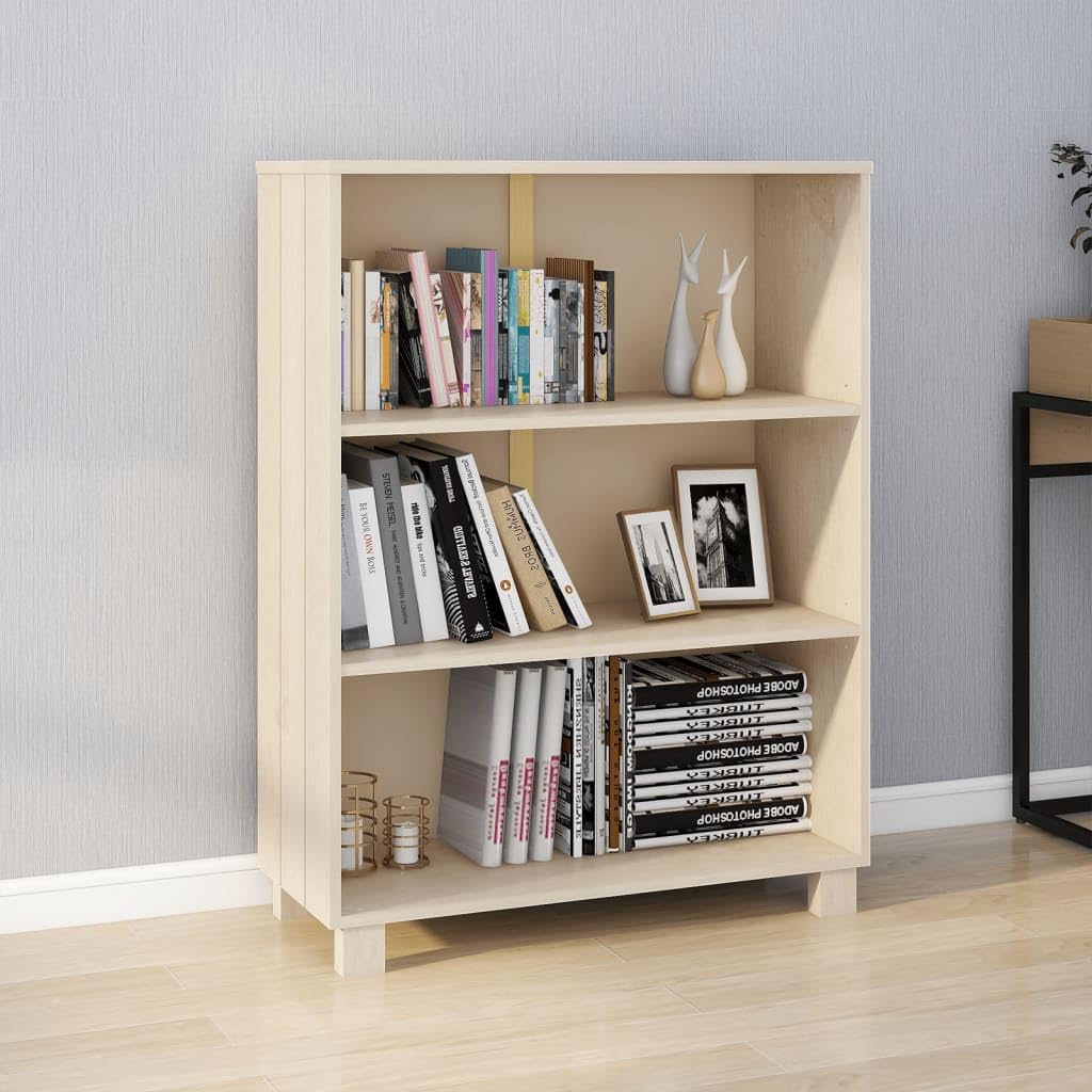 puraday HAMAR - Estantería para salón, color marrón miel, 85 x 35 x 112 cm, estantería para DVD, madera maciza de pino, aparador de estudio, muebles de madera, estantería versátil, suficiente espacio