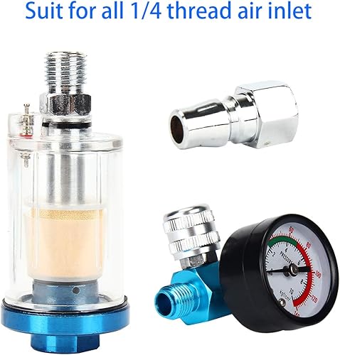 Miniatura 6 de AutoRocking Regulador de presión de aire de 1/4 pulgadas para pistola pulverizadora Separador de aceite de humedad Compresor de filtro de trampa de