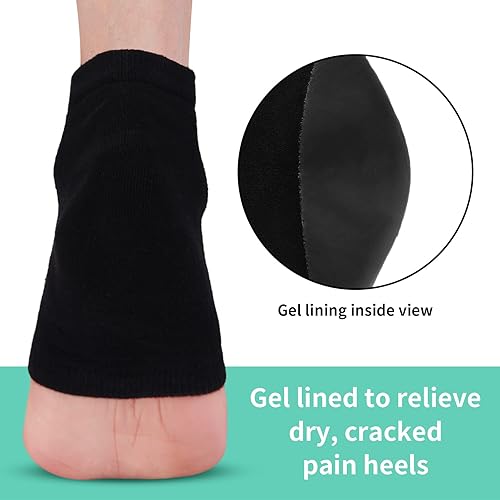 Miniatura 3 de Vaincre Calcetines de talón hidratantes de gel para pies secos y agrietados para mujeres, 4 pares de calcetines sin dedos para cuidado de pies spa