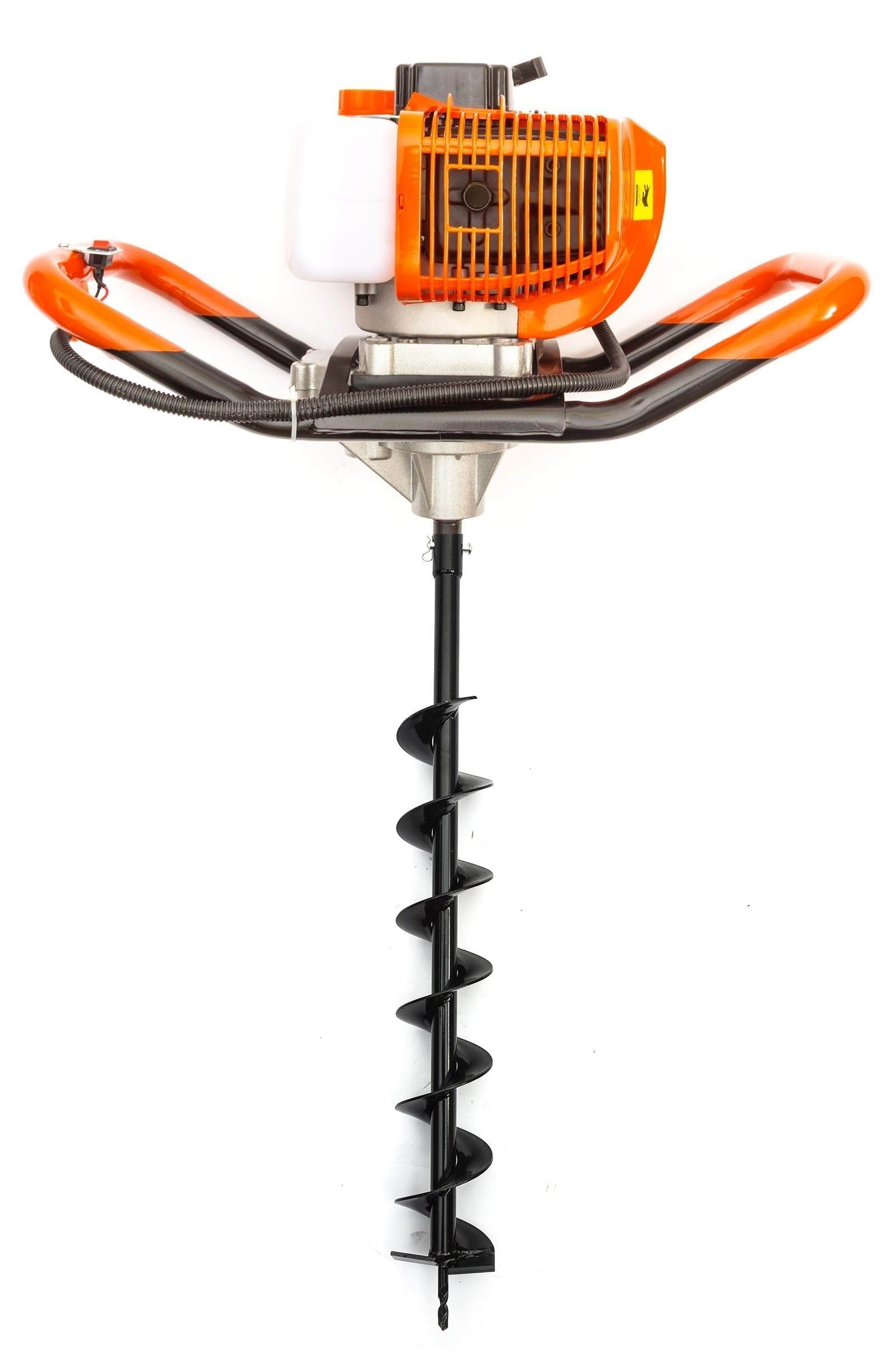 Petrolscooter Orange Earth Auger 52Cc Petrol 2 Stroke Engine Post Hole Borer Digger & Choice Of 4 Drill Bits Attachments 100Mm / 150Mm / 200Mm / 300Mm For Planting Digging (52Cc Engine & 10Cm Drill Bit)