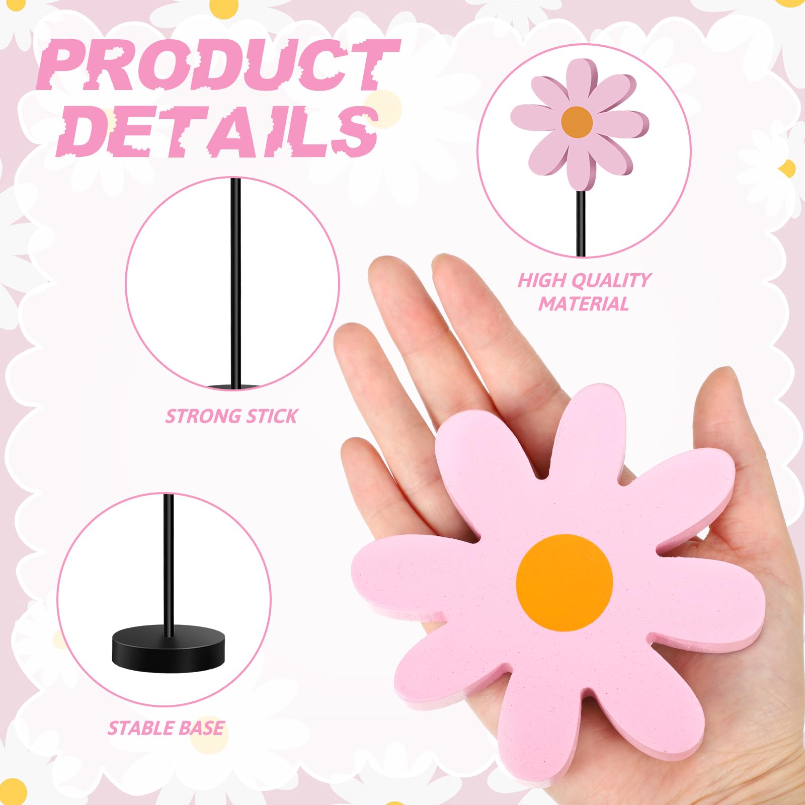 Amazon.com: Geetery 6 Pack Summer Floral Centerpieces Wooden Daisy