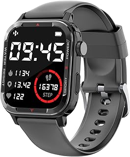 Smart Watch 1.85inch Tela de toque completa SmartWatch para telefones Android iOS Monitoramento da saúde Monitoramento Inteligente do Exercício Recorde de Exercício Recorde