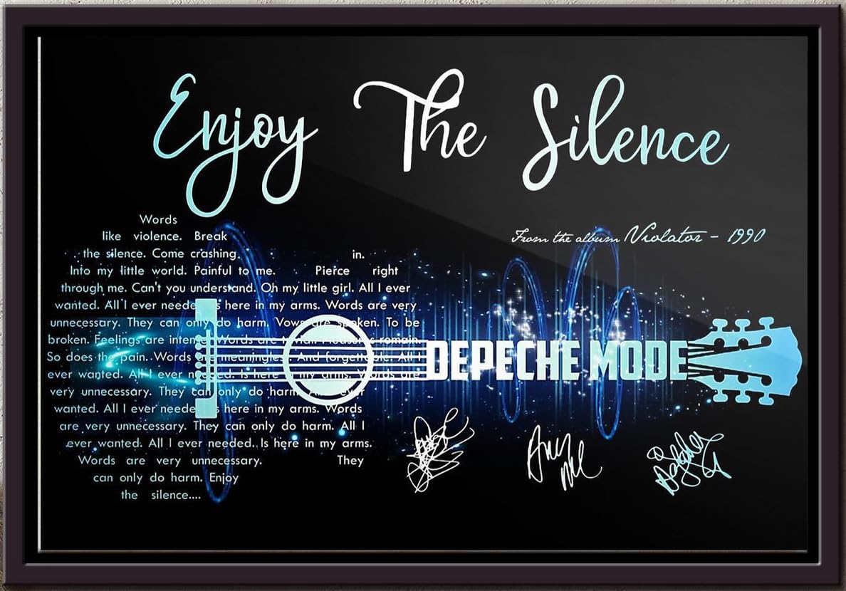 YAASIMOULE Enjoy The Silence Depeche Mode Signature Guitar Poster Framed Matte Canvas