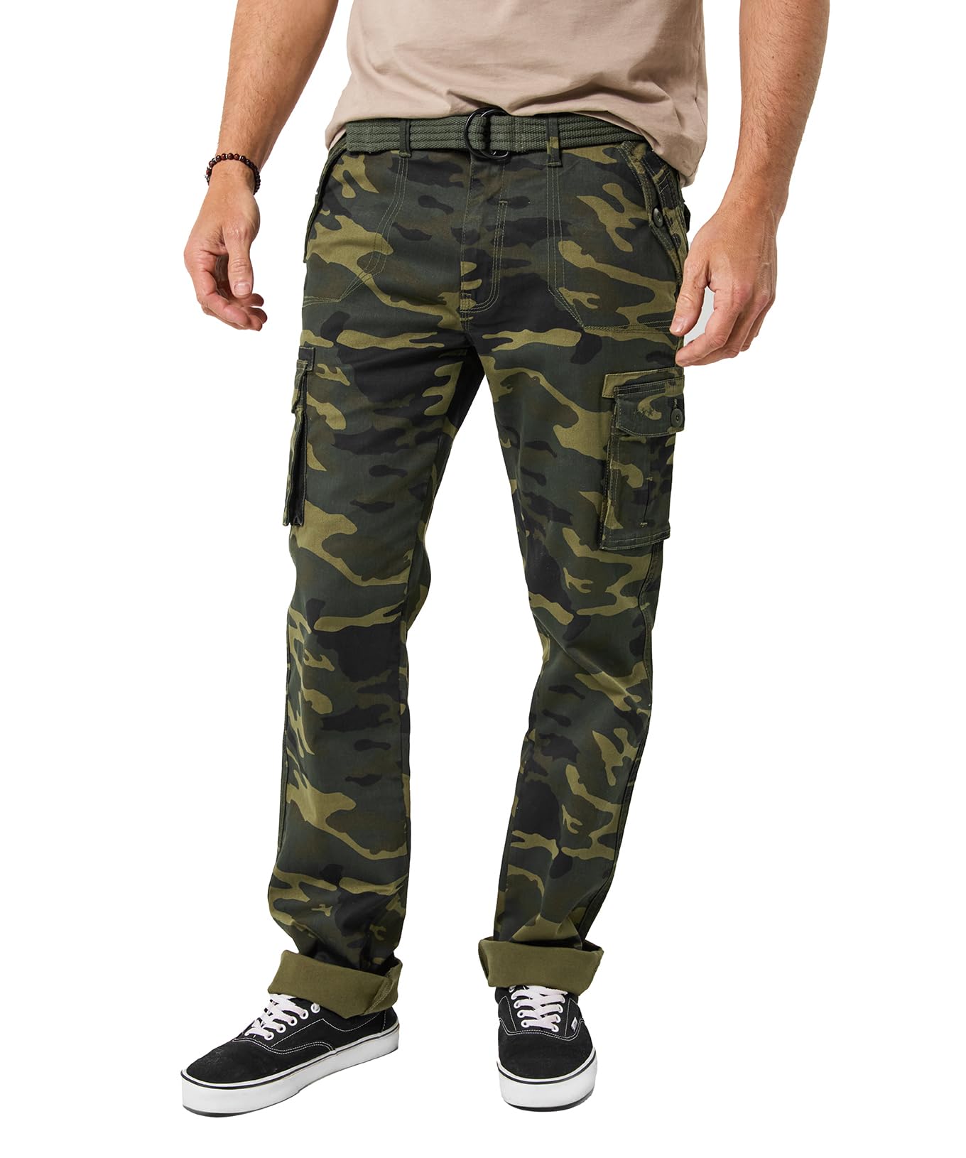 Joe Browns Men's Khaki Camo Print Cargo Trousers Casual Pants, 50 Lungo