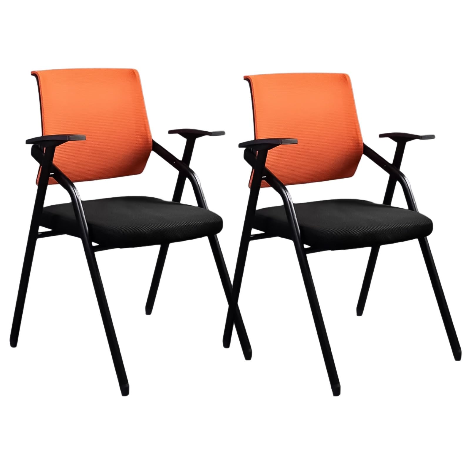 ASerZenith Set Of 2 Stackable Guest Chairs For Waiting Room Folding Conference Chairs With Armrests Office Reception Desk Seating Blue,Orange-1