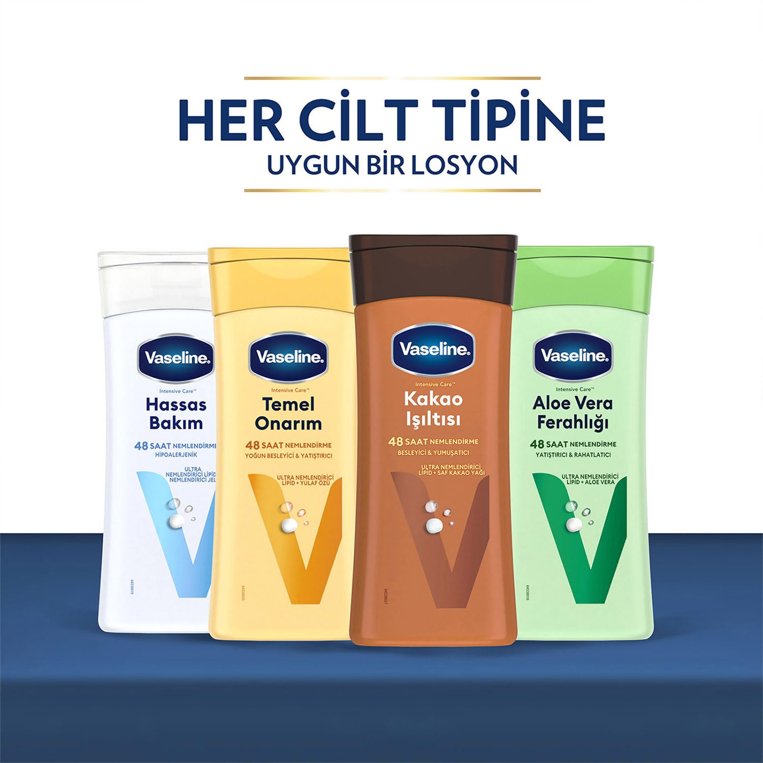 Vaseline Vücut Losyonu Kakao Işıltısı Parlaklığını Kaybetmiş ve Kuru Ciltler İçin 400 ml (4 paketi)