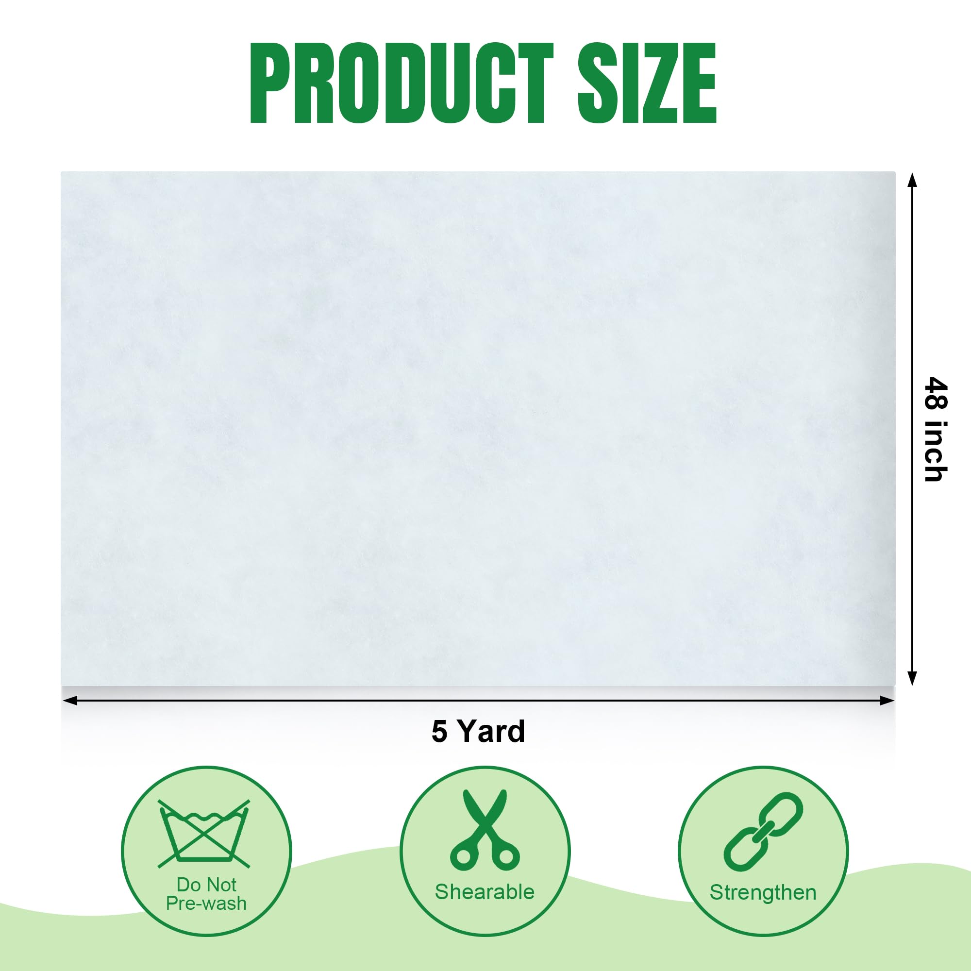 HOMBYS 200 g/m² Polsterwatte extra dick, Steppwatte pro Rolle, Dacron Polsterkissen, Warp hält Ihr Kissen flauschig, 122 cm x 45 m