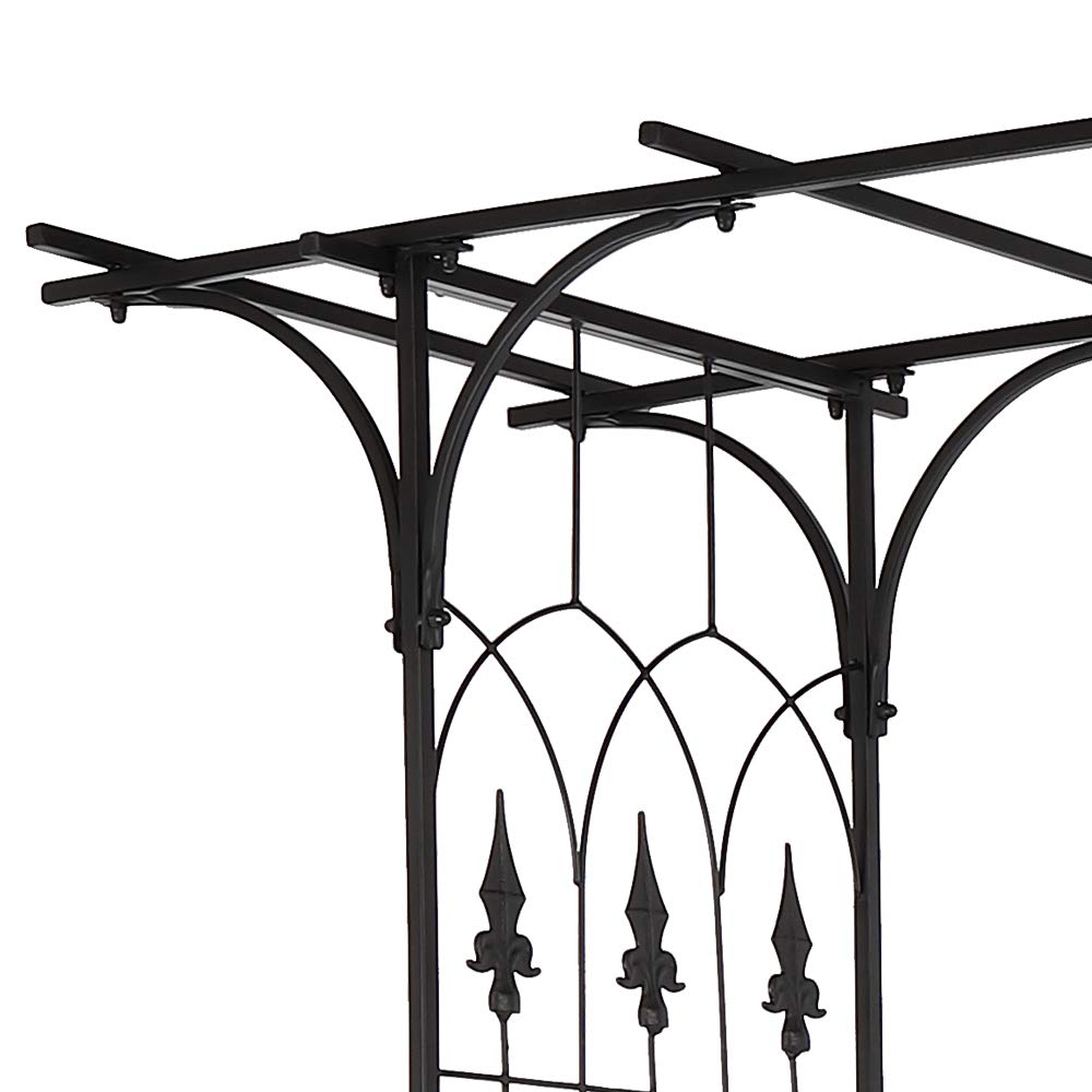 LEADZM Arche Métal Jardin, Arcade Mariage en Fer Revêtue de Poudre pour Plantes Grimpantes de Rose, 206x41x208cm Noir