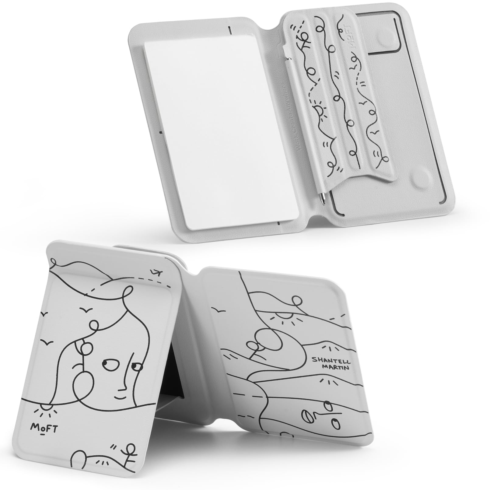 MOFT Action Inspiration MagSafe Phone Stand, x Shantell Martin, Magnetic Notepad & Card Holder with Magnetic Invisible Pen, Compatible with iPhone 16