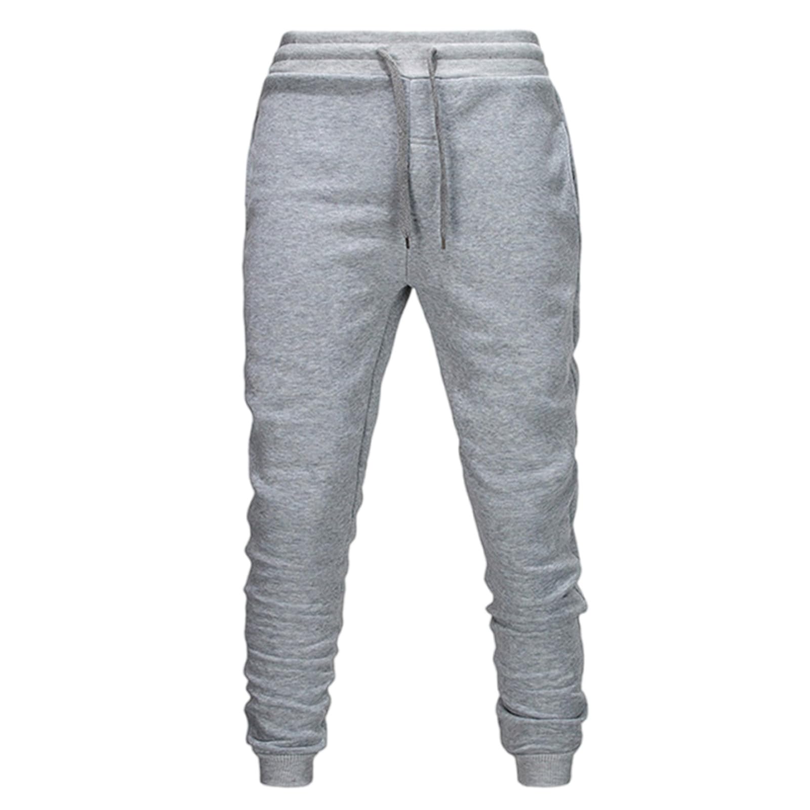 Mens Fleece Sweatpants Joggers Fashion Stretch Waist Drawstring Track Pants Casual Warm Heavyweight Pant with Pockets